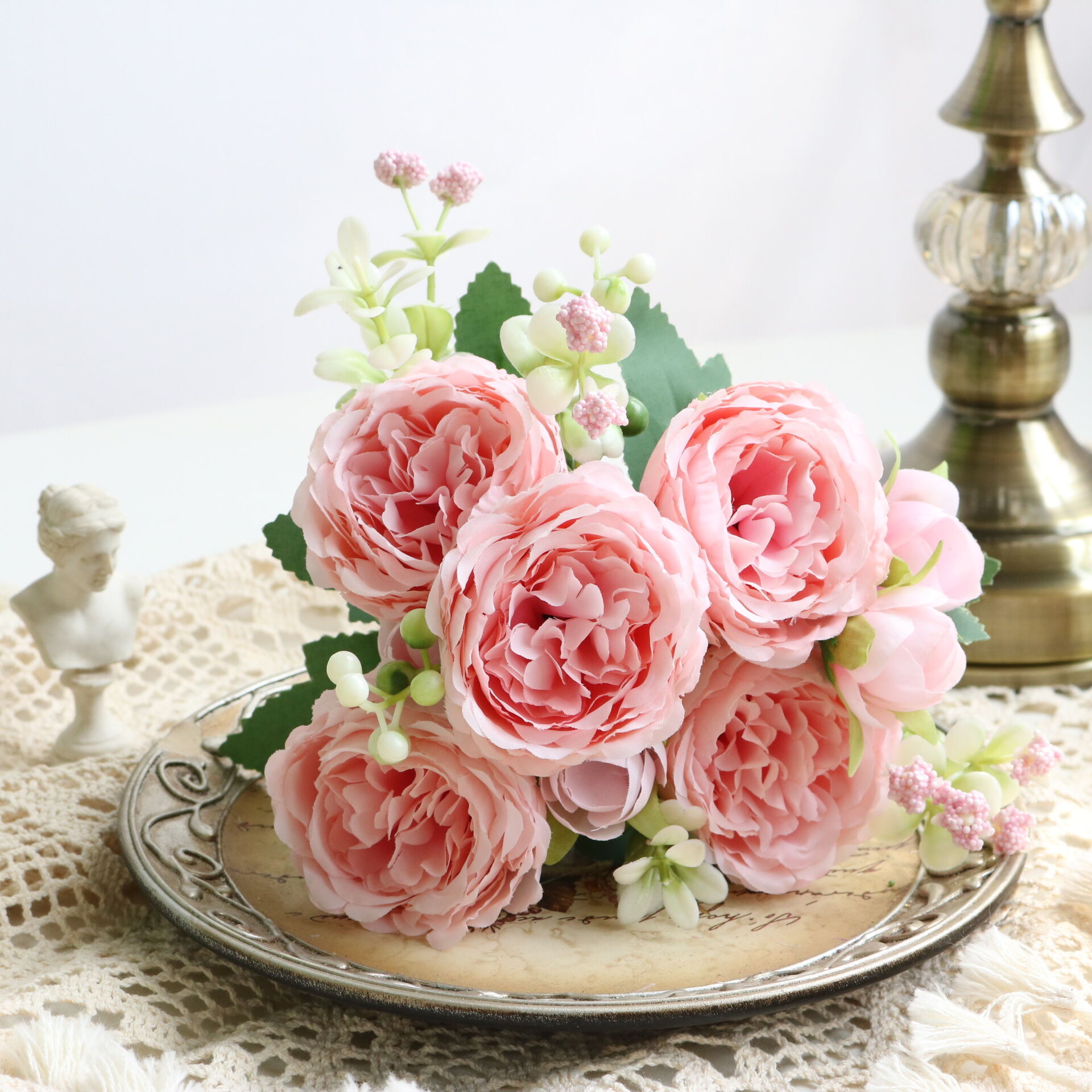 Rose Silk Flower Bouquet Korean Style Home Decor Wedding Decoration Flower Artificial Hydrangea Simple Style Universal Placement