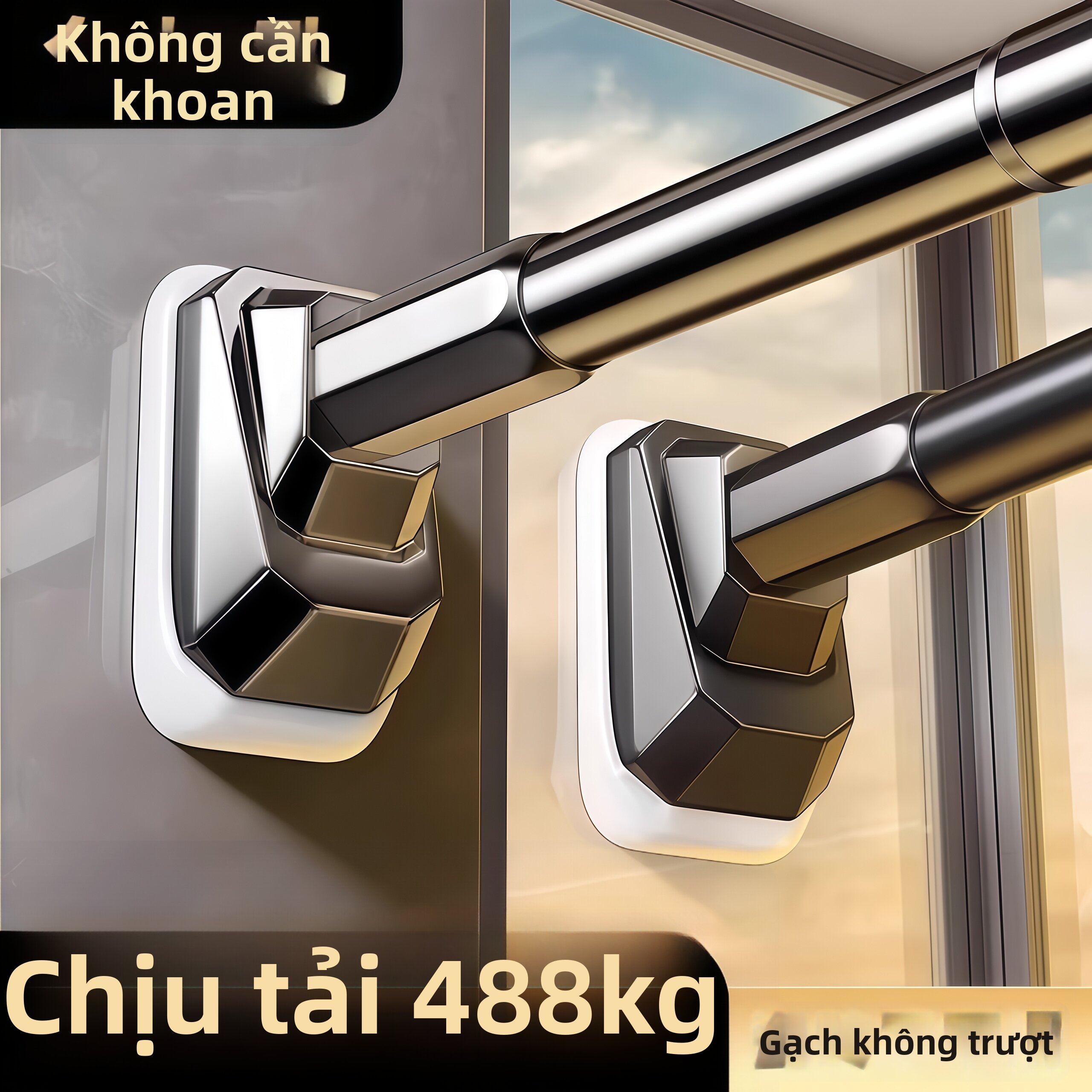 No Drilling Extendable Clothes Drying Pole Giá  538,000 Đồng*Miễn phí vận chuyển