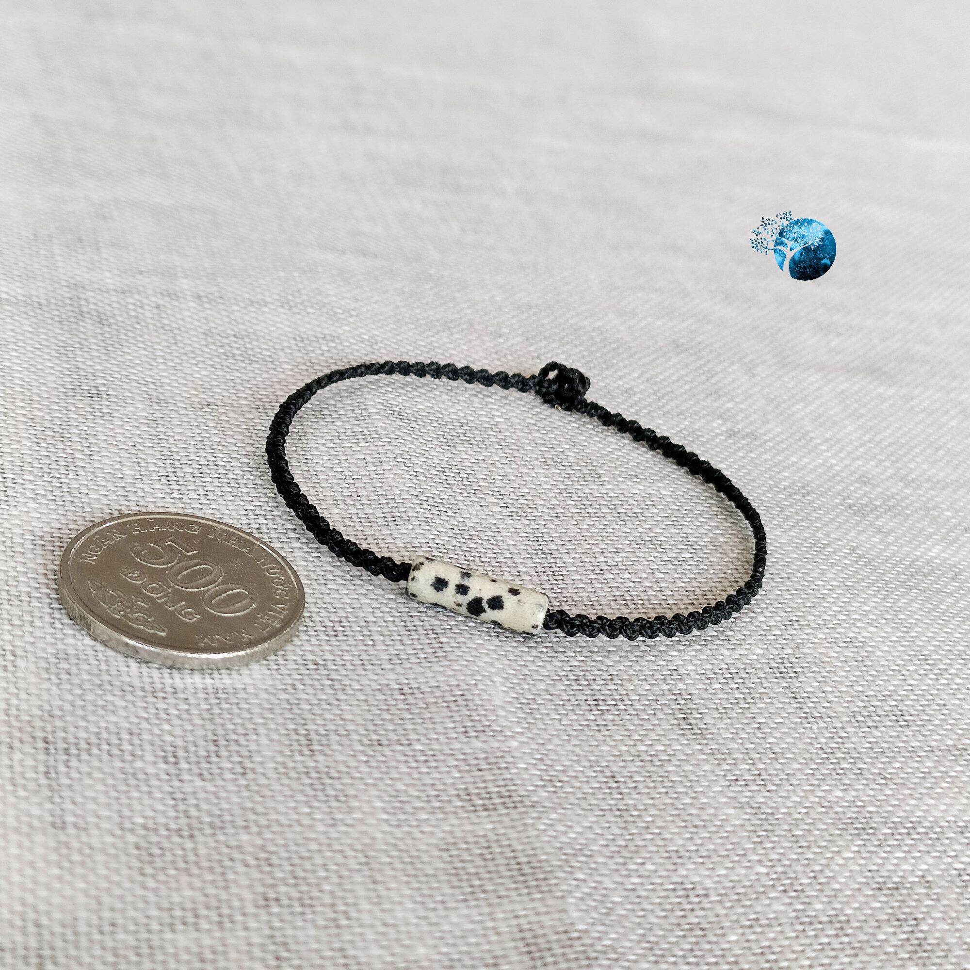 Vòng tay tết dây lu thống mini đá dalmatian