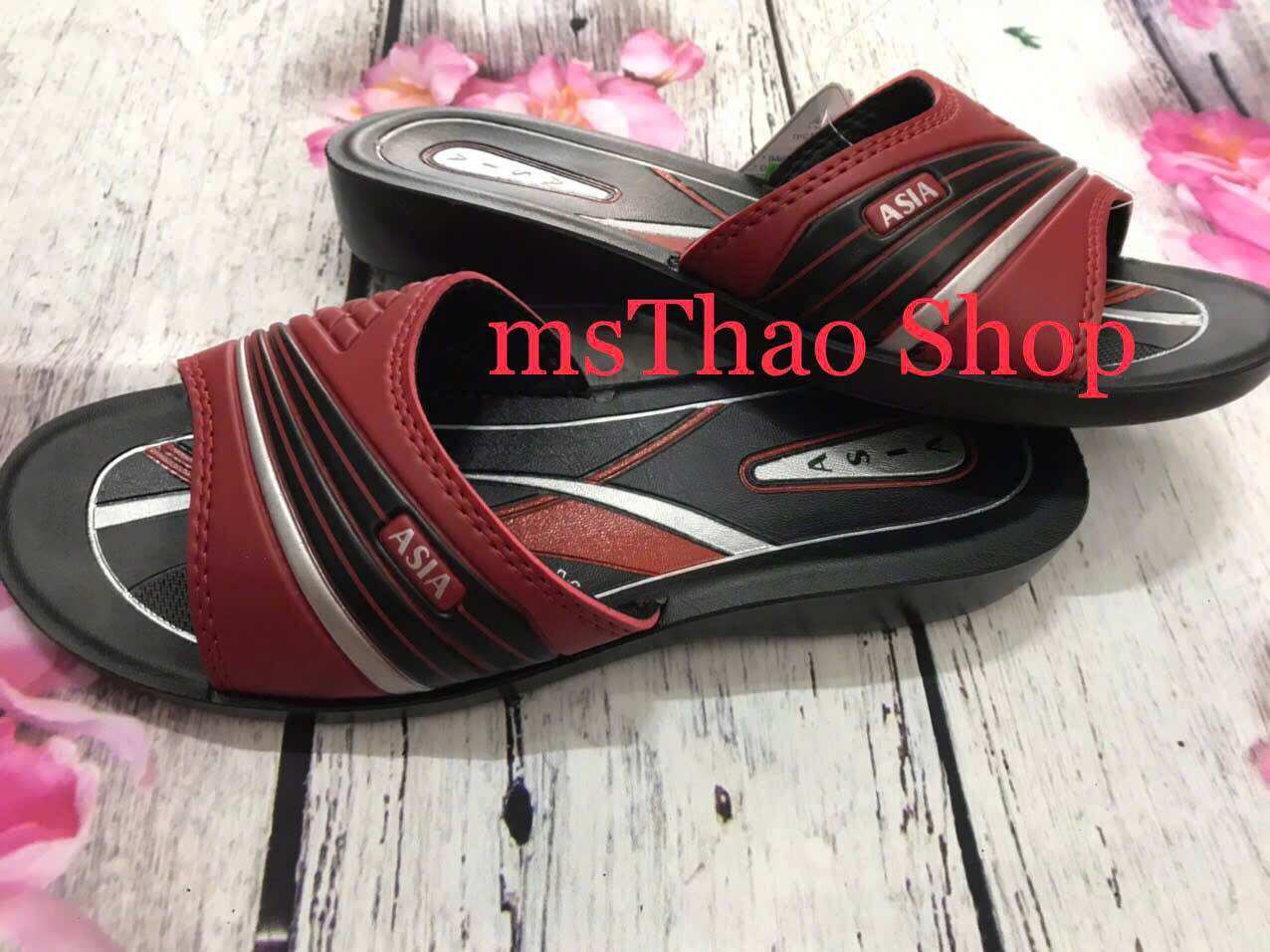 Dép bà già quai ngang DW32 ĐỎ đúc nữ trung niên nhẹ Asia