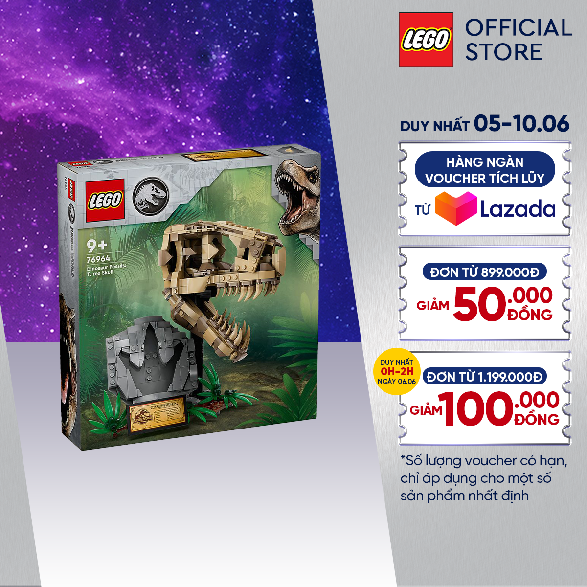 Lego jurassic 76964 đồ chơi lắp ráp bộ khảo cổ xương khủng long