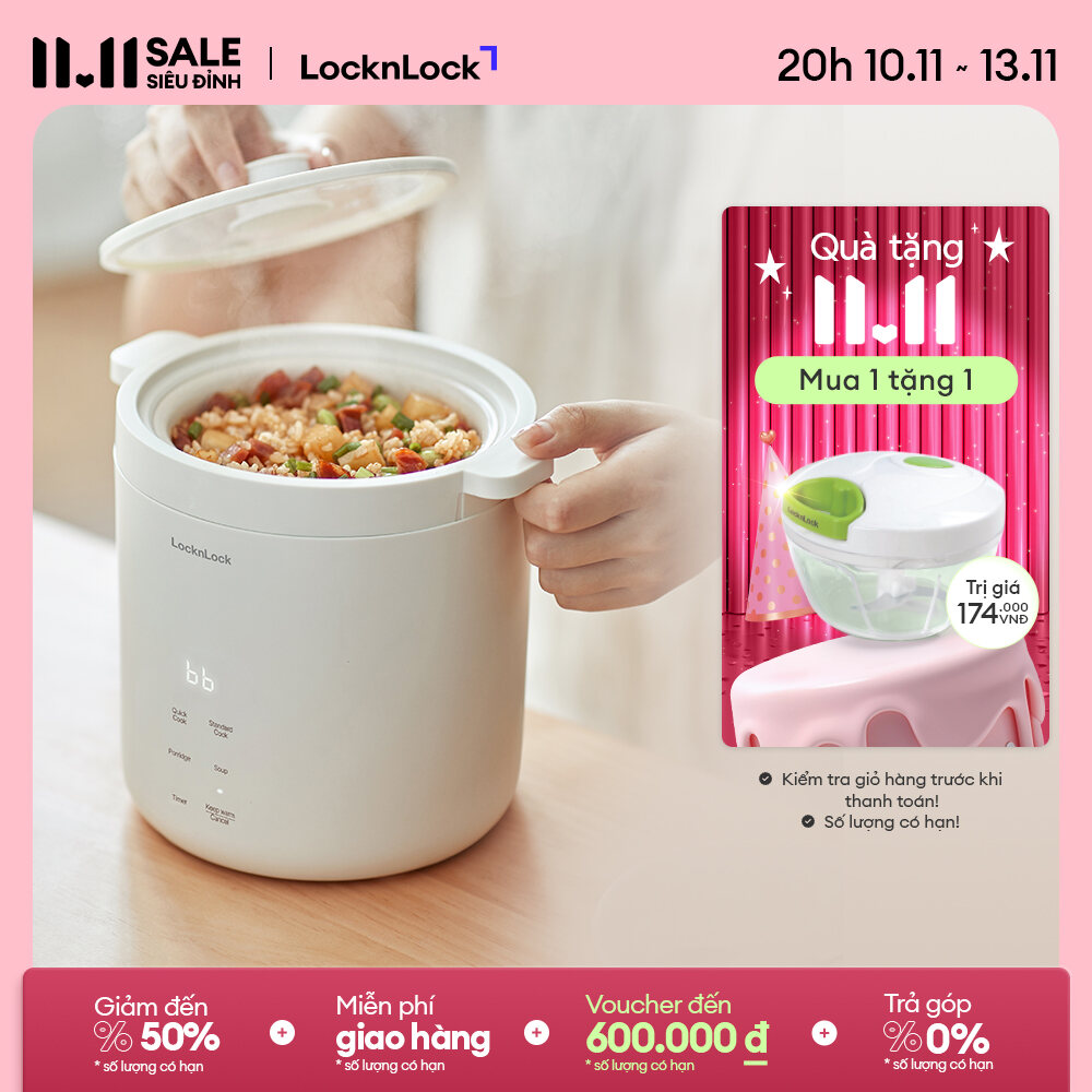 Nồi cơm điện mini Lock&Lock Bianco mini rice cooker Màu ngà EJR314IVY đa chức năng giữ ấm hẹn giờ ph