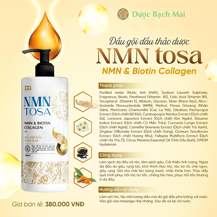 Combo dầu gội xả Biotin Collagen Thảo dược Kích mọc tóc Ngăn rụng Phục hồi tóc hư tổn mượt Giảm gàu Thơm lâu NMN Tosa