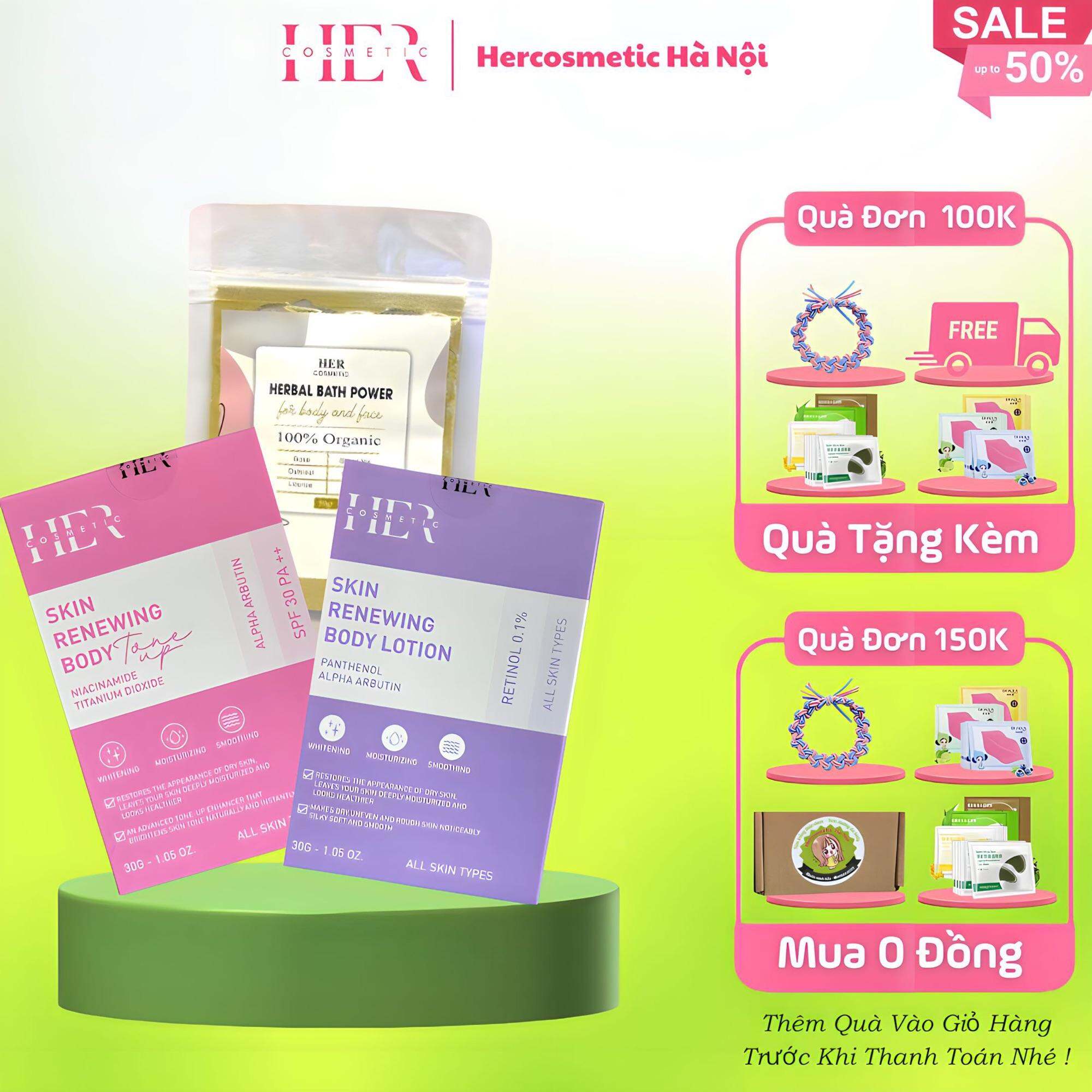 Bộ 3 HER COSMETIC Dưỡng trắng mịn màng , chống nắng sáng da tối ưu