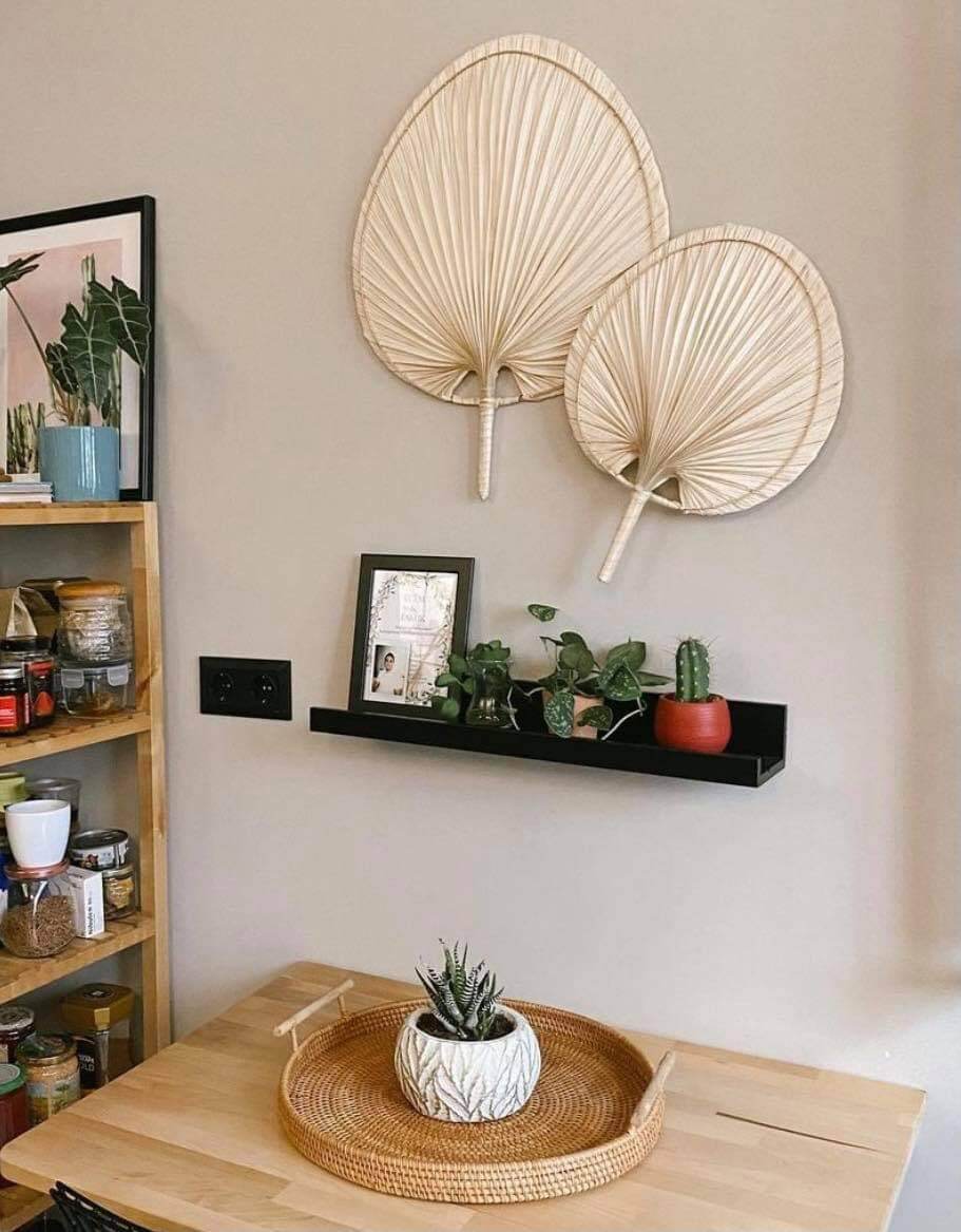 Combo 2 quạt lá cọ treo tường hoặc trang trí decor