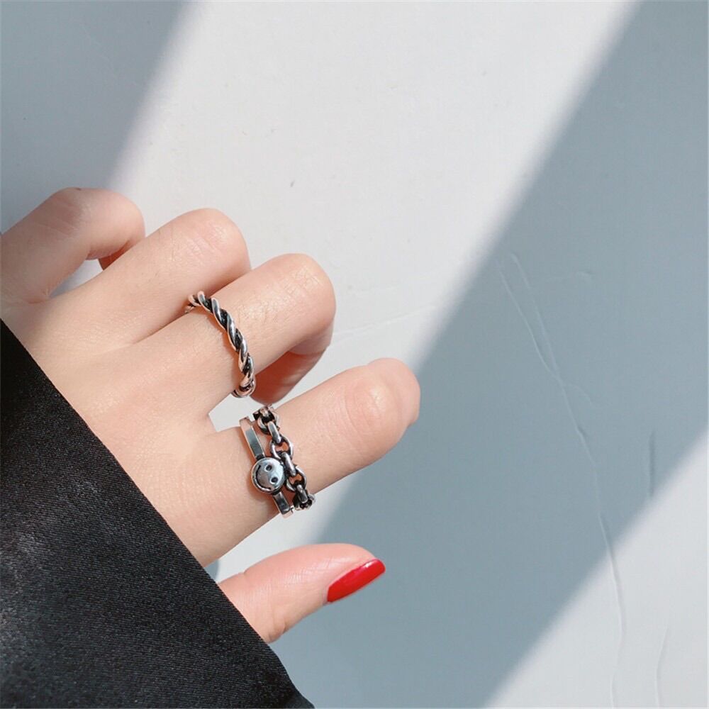 Set 2 nhẫn mặt cười cá tính