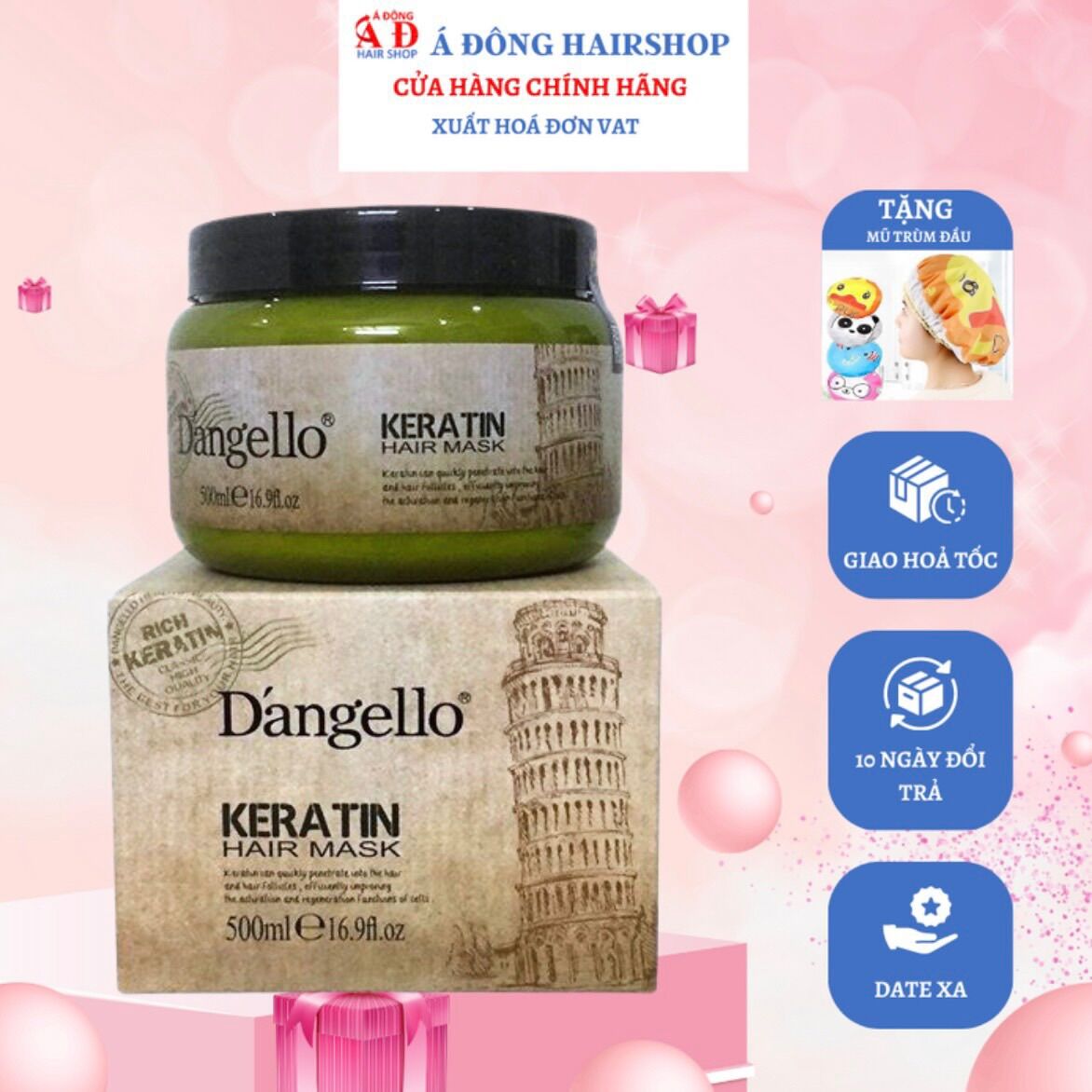 Bộ dầu gội xả ủ dưỡng tóc d'angello keratin phục hồi giảm gãy rụng