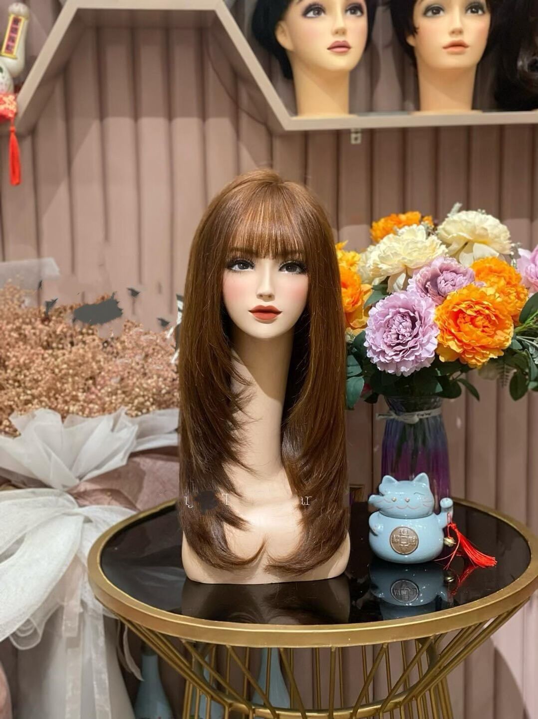 Tóc thật nguyên đầu siêu đa 3D Leyer mái thưa siêu xinh 40cm-50cm