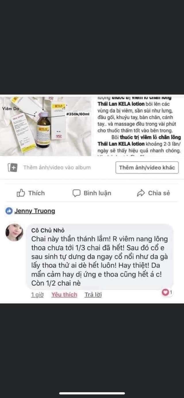 Kela Lotion Dành Cho Da Viêm Lỗ Chân Lông 60ML Thái Lan