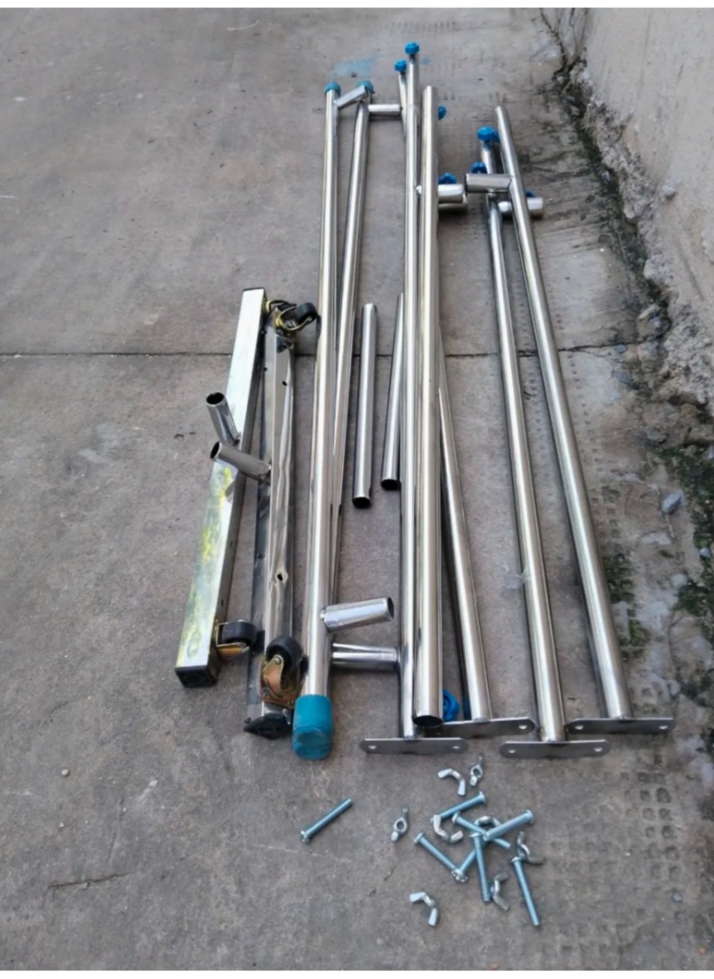 Sào đôi inonx có bánh xe lắp ráp ống phi 22