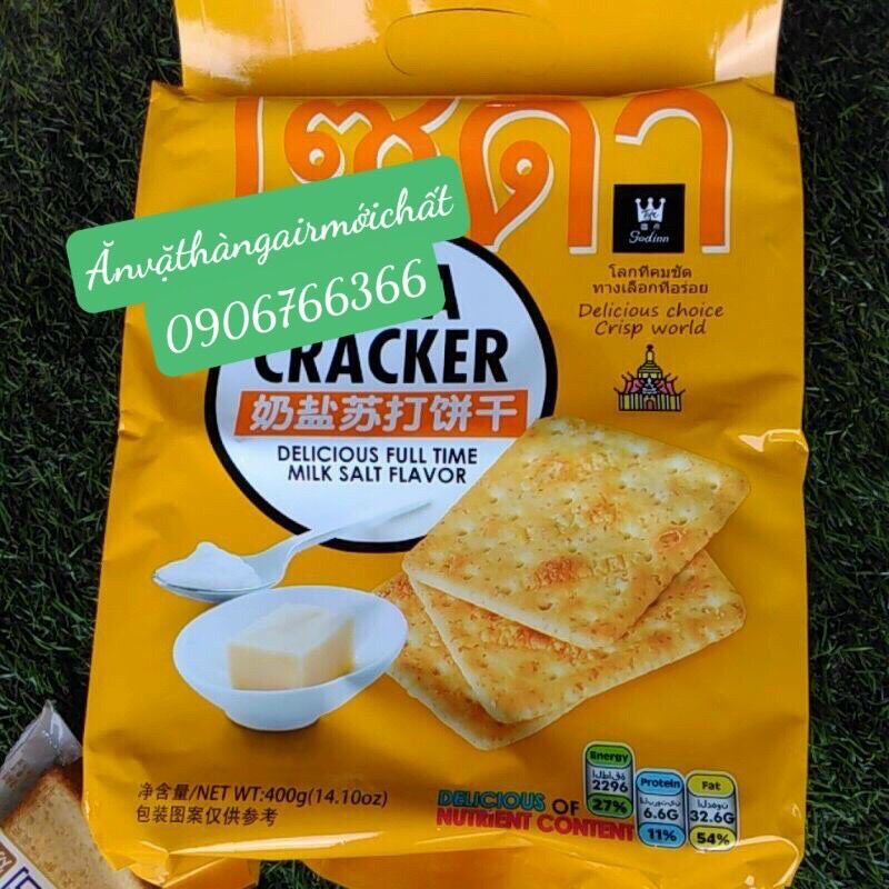 [Date Đẹp 12/2026]Bánh Soda Cracker Ăn Kiêng Thái Lan Gói 400 gram