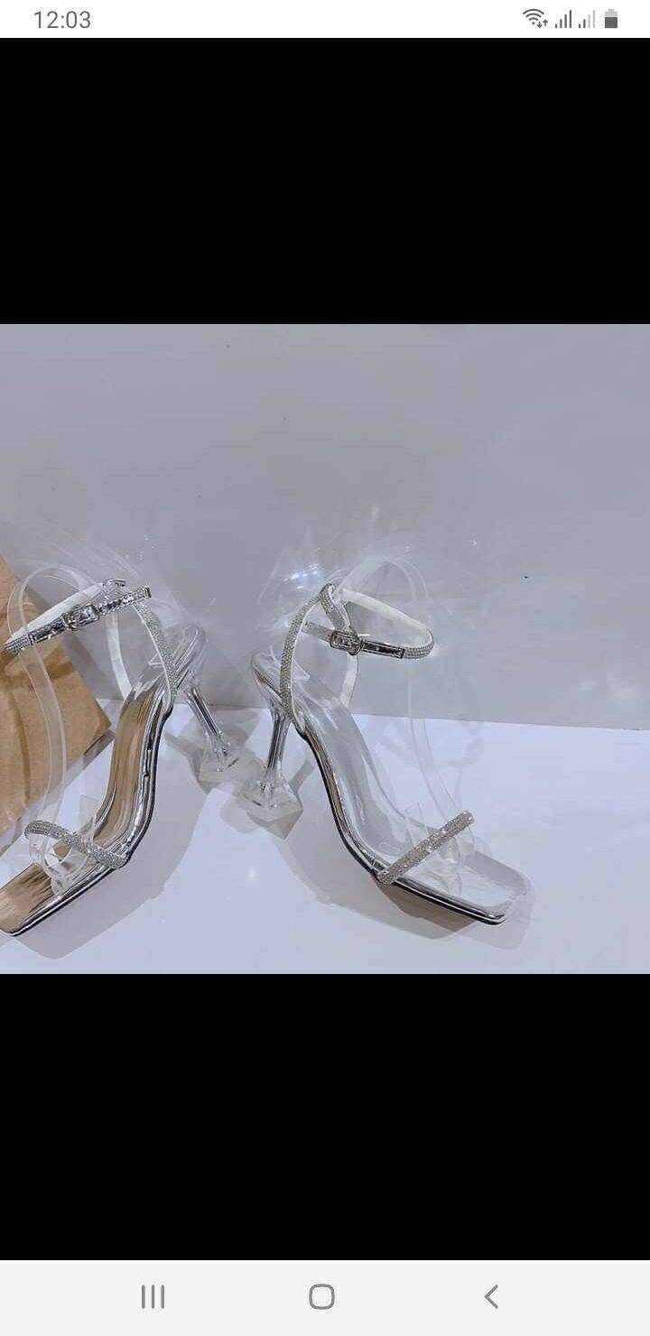 [HCM]BIGSIZE giày guốc sandal nữ size nhỏ 33 đến size lớn 44 gót ly 7 phân kim tuyến đẹp