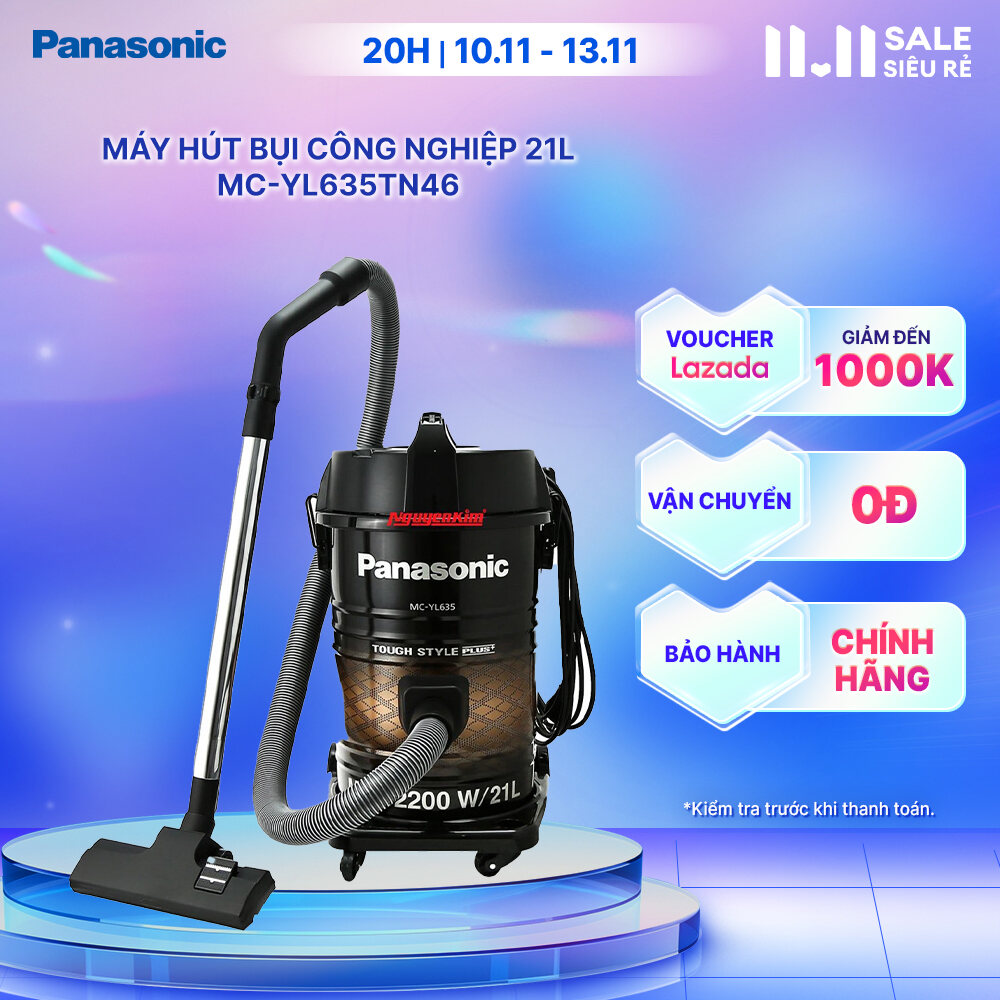 [Trả góp 0%] Máy hút bụi Công nghiệp Panasonic MC-YL635TN46 - Dung tích chứa bụi lớn 21L bộ lọc khán