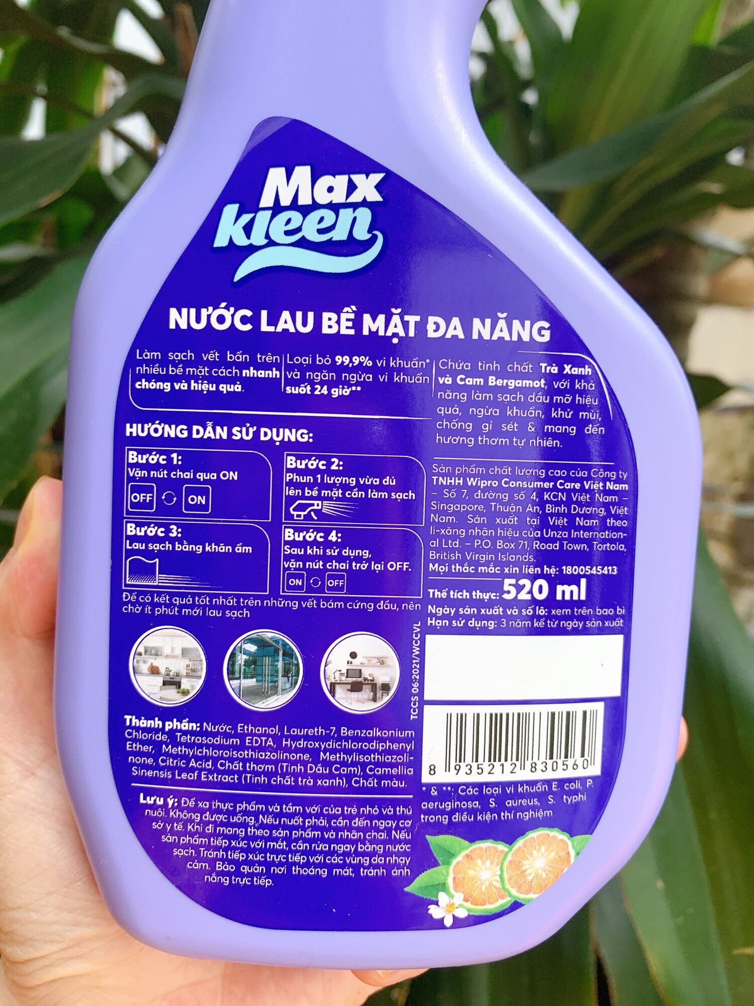 Nước Lau Bề Mặt Đa Năng MaxKleen 520ml