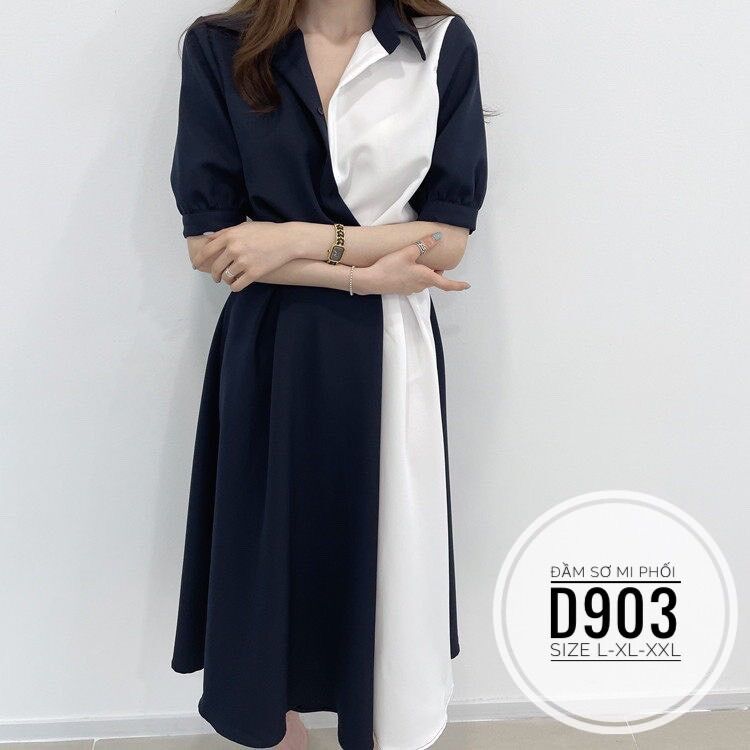 60-90kg Bigsize ĐẦM SƠ MI PHỐI THIẾT KẾ D903