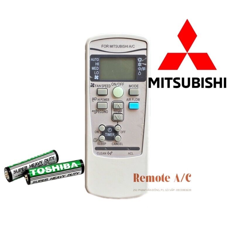 Remote máy lạnh mitsubishi thường xám