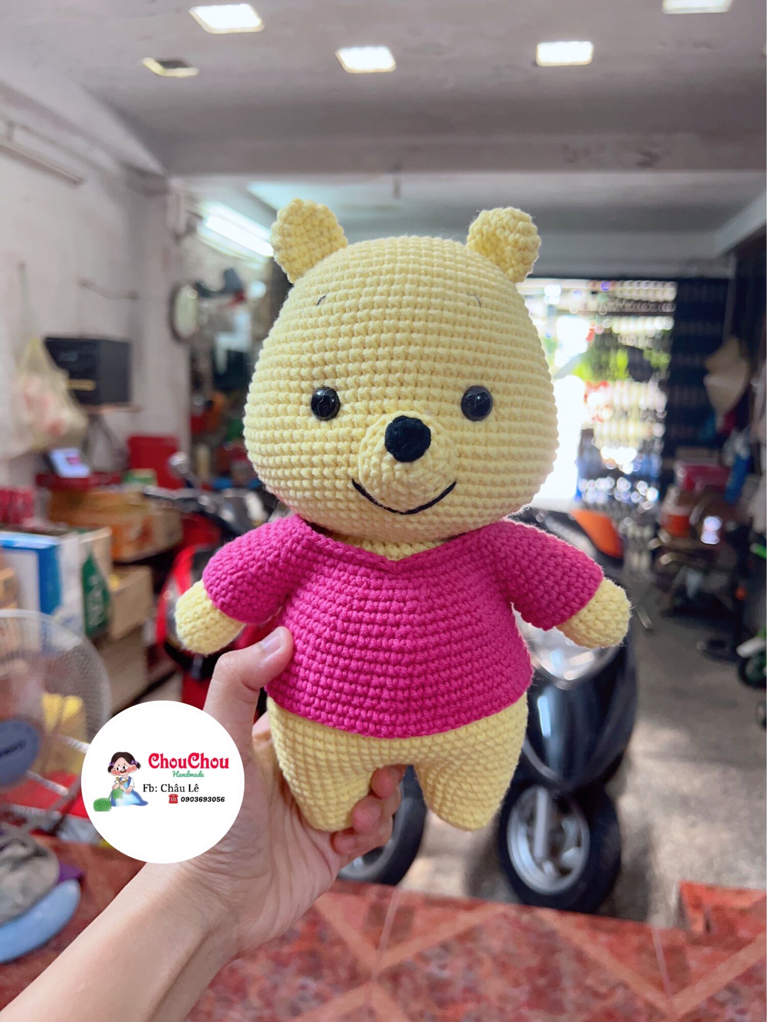 Thú len nhồi bông handmade - Gấu Pooh (20cm)