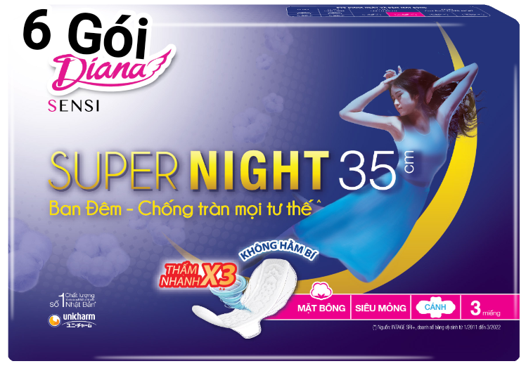 Combo 6 gói bvs diana đêm sensi 35cm