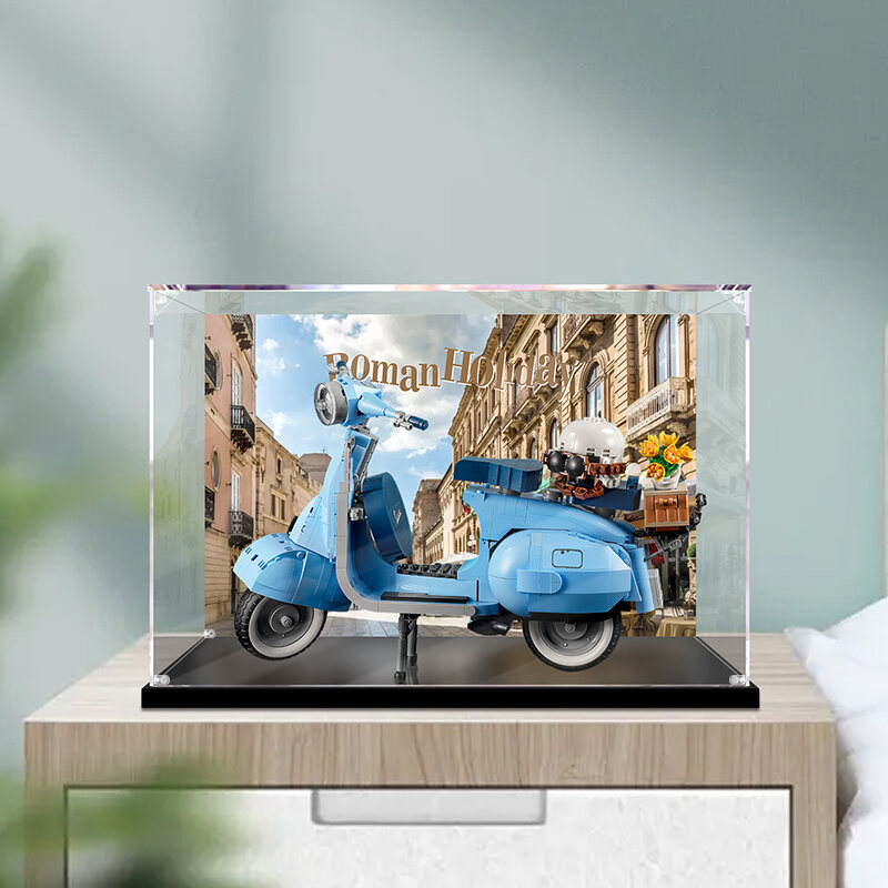 Hộp Trưng Bày Acrylic Trong Suốt Cho Mô Hình Xe Máy Vespa 125 10298 Lego Hộp Đựng Đồ Chơi Trưng Bày 