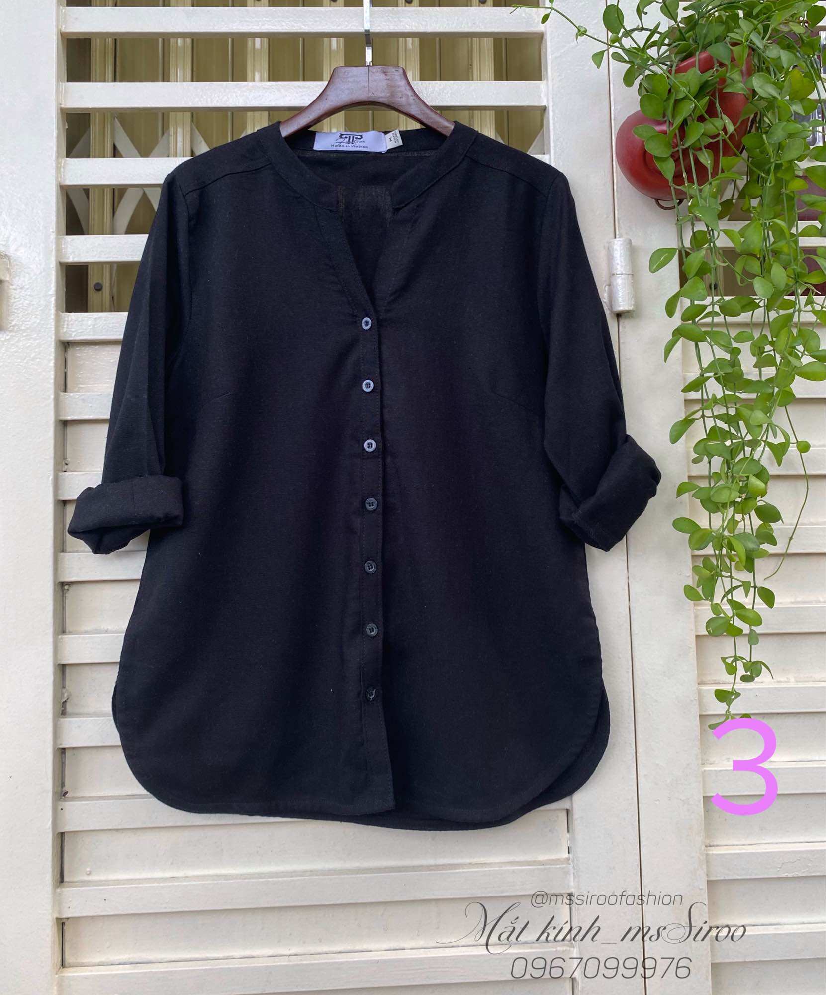 ÁO LINEN CỔ V_ chất linen bột đã wash mềm -Tay dài 47-74kg