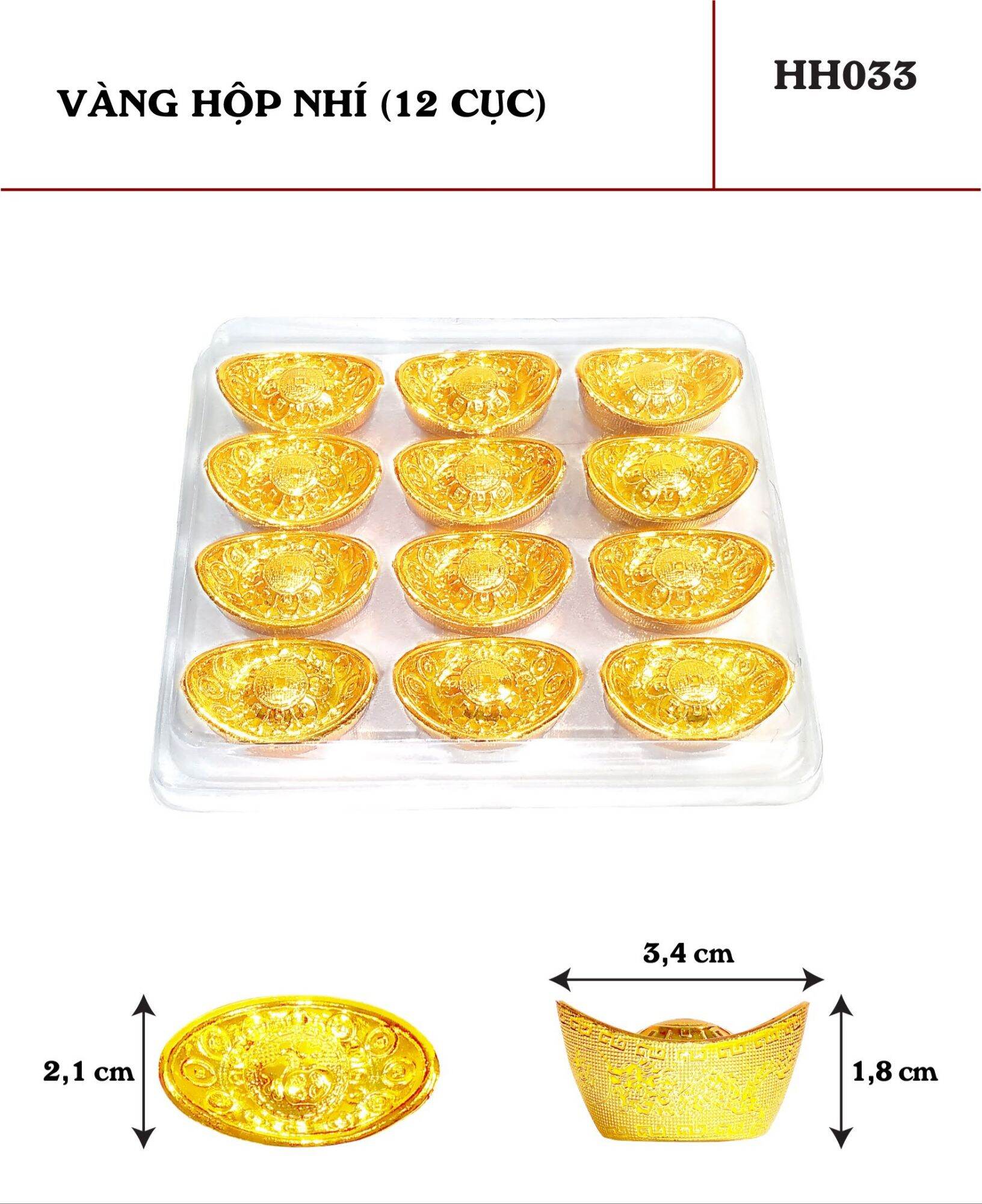 Hộp vàng trang trí tết, trưng bày bàn thờ thần tài thổ địa, đồ thờ cúng, thu hút tài lộc, vàng hộp