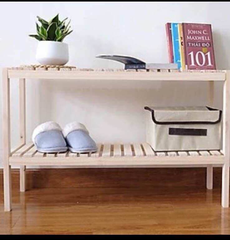 Kệ dép gỗ thông trắng (ngang 80cm sâu 32cm) nhiều tầng