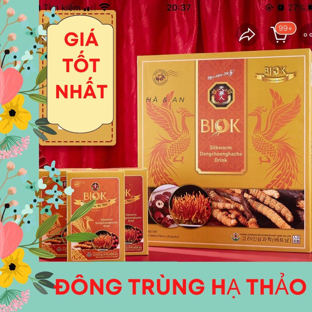 Đông trùng hạ thảo dạng nước hộp 30gói x70ml giá tốt