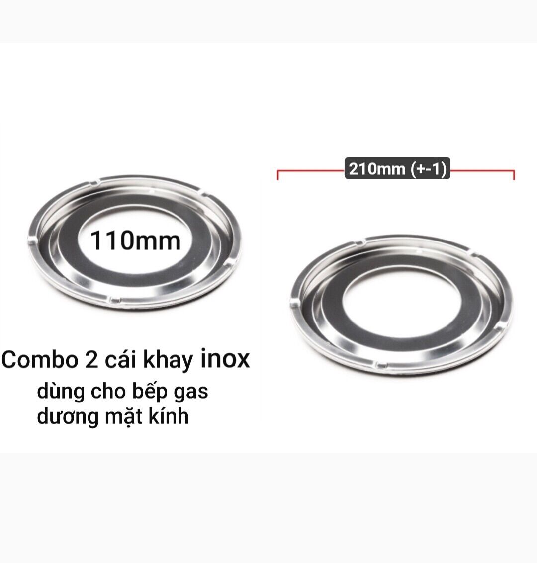 Bộ 2 mâm inox dùng cho bếp gas dương có đầu đốt dưới 9.5 cm,chống tràng thức ăn cho bếp gas