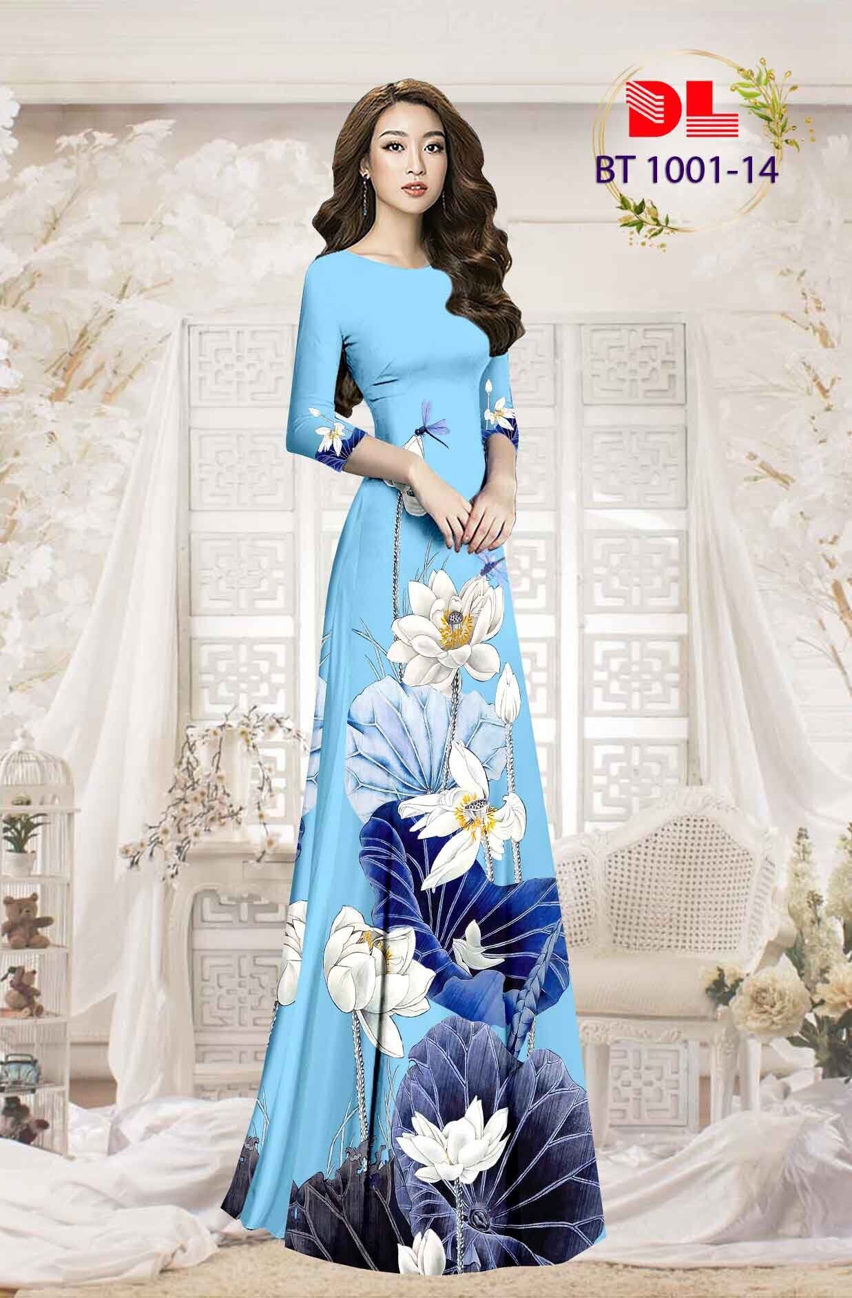 Vải áo dài hoa sen