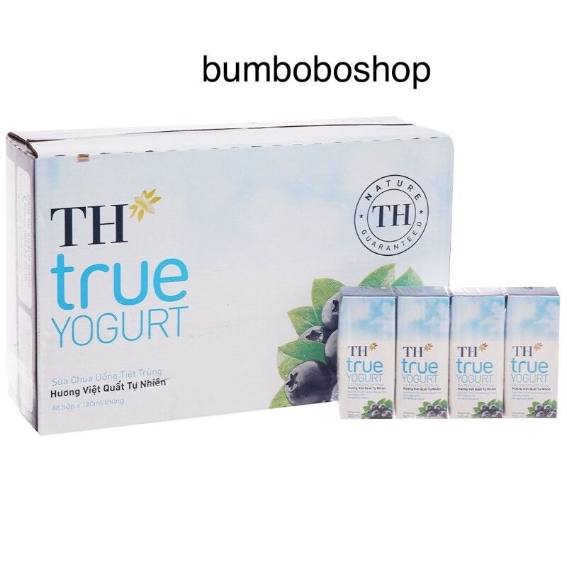 thùng 48 hộp sữa chua uống tiệt trùng TH TRUE MILK vị việt quất (180ml/hộp)