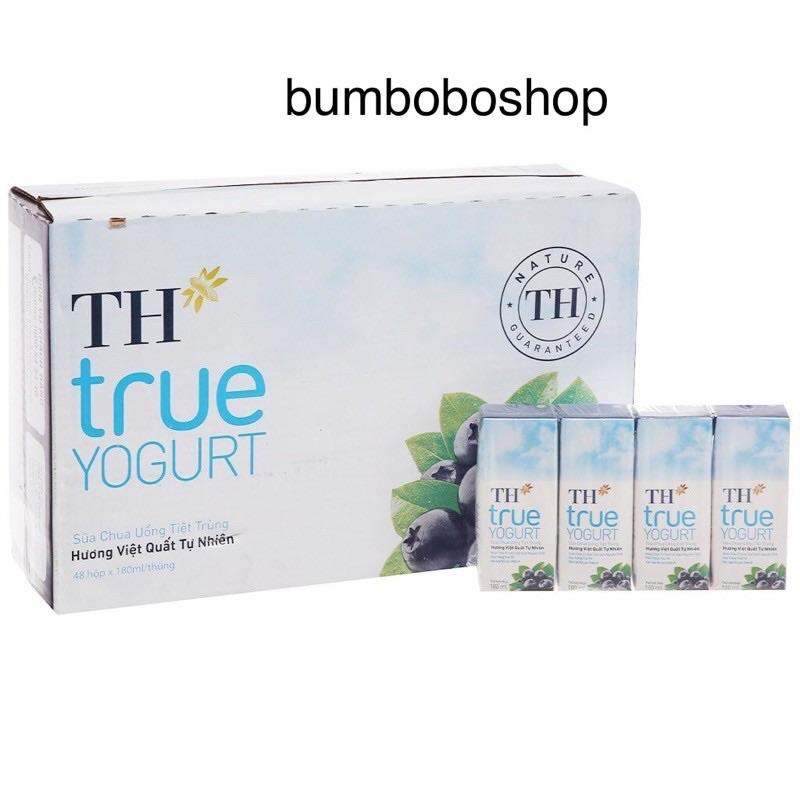 thùng 48 hộp sữa chua uống tiệt trùng TH TRUE MILK vị việt quất (180ml/hộp)