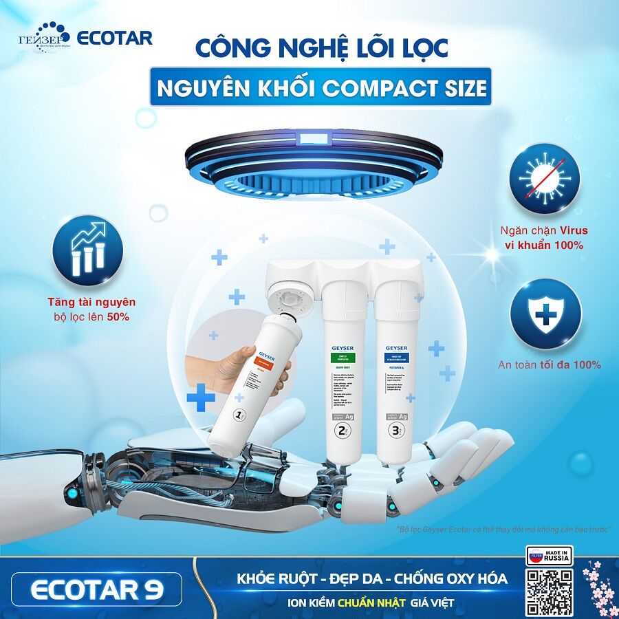 Máy lọc nước ION KIỀM geyser Ecotar 9