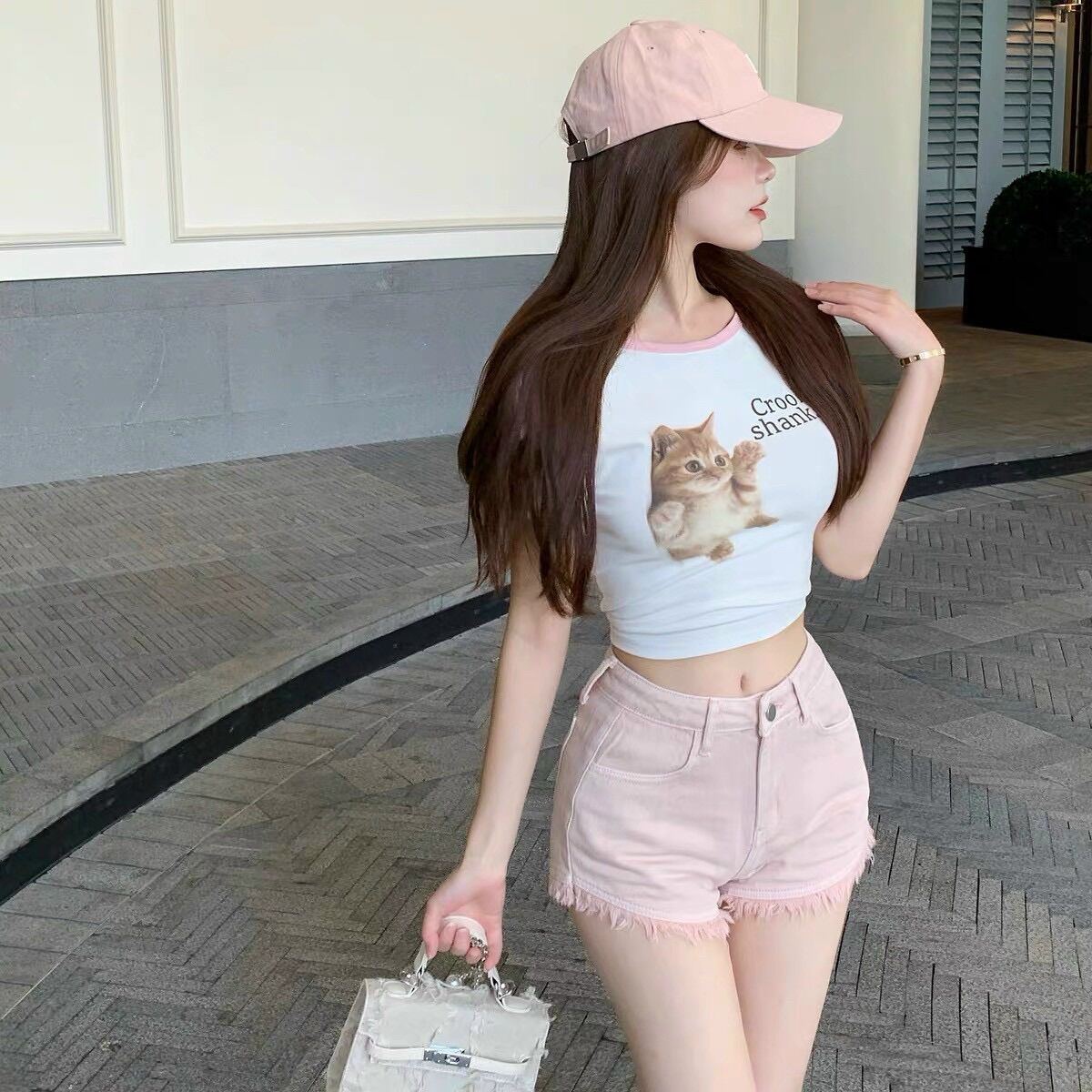 Áo croptop mèo hồng đáng yêu BG