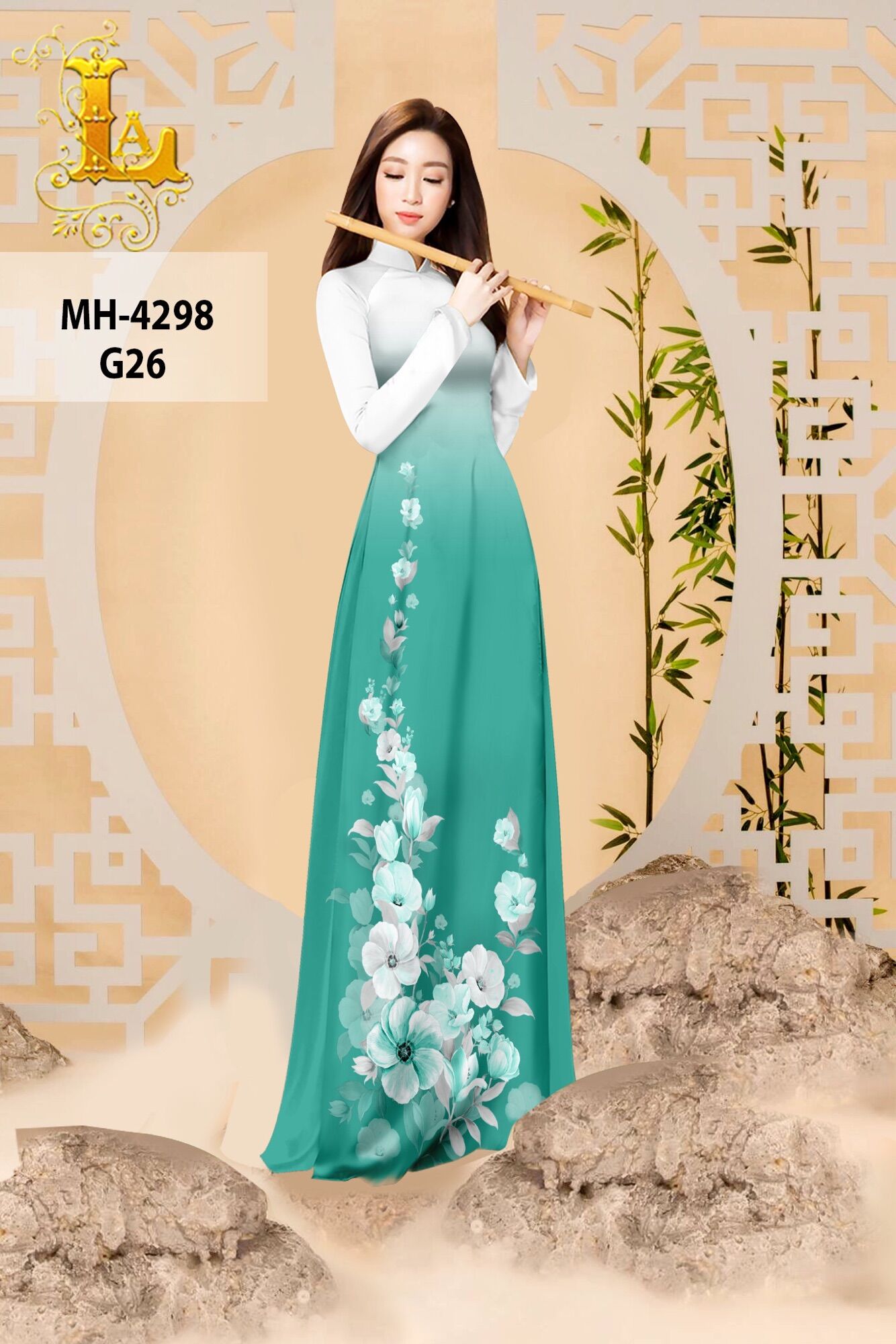 Vải áo dài in hoa 3D