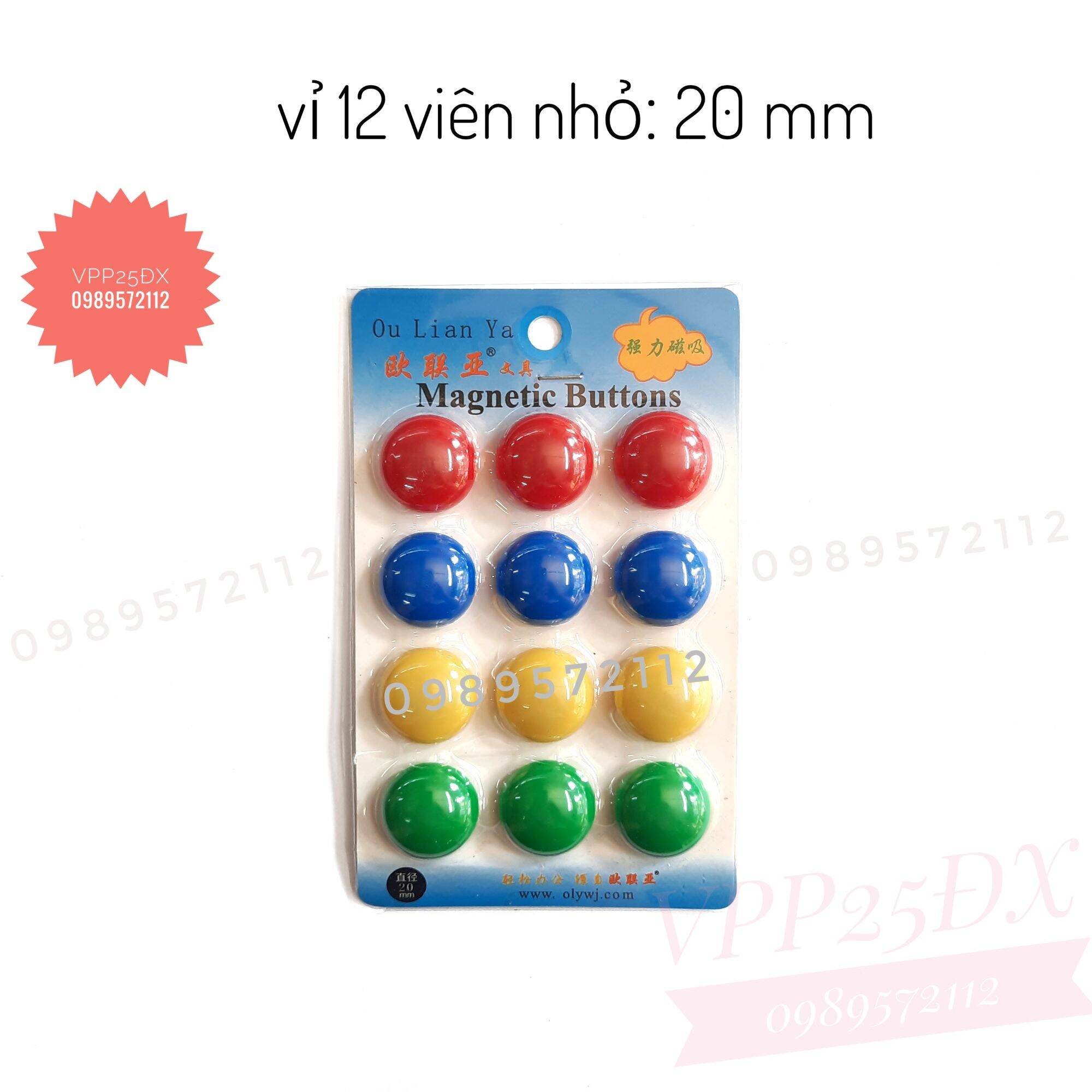 Nam châm bảng từ các cỡ (1 vỉ).
