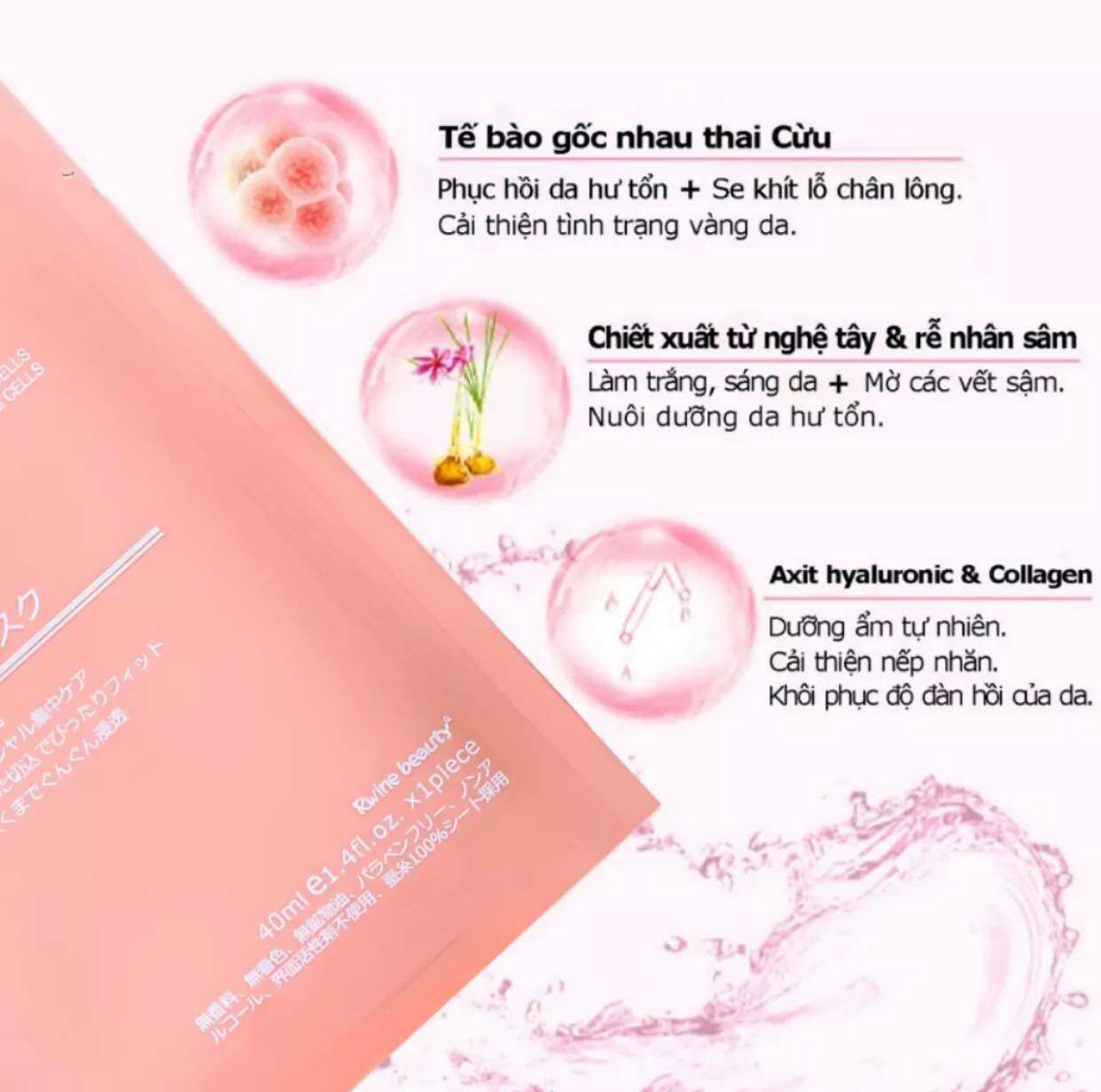 Combo 10 miếng mặt nạ dưỡng da RWINE BEAUTY PLACENTA MASK