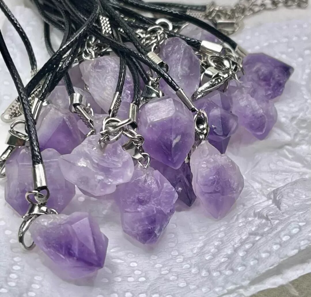Dây chuyền thạch anh tím Amethyst thô