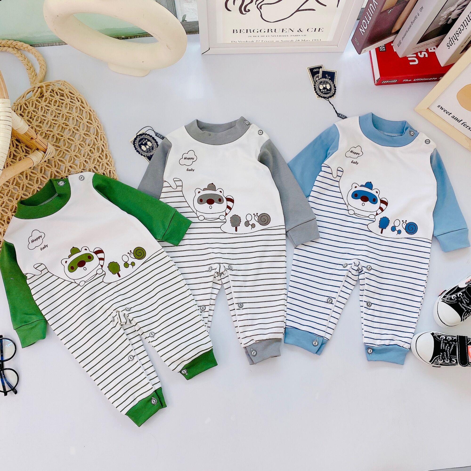 Body sơ sinh vải nỉ cotton cho bé 3-9kg
