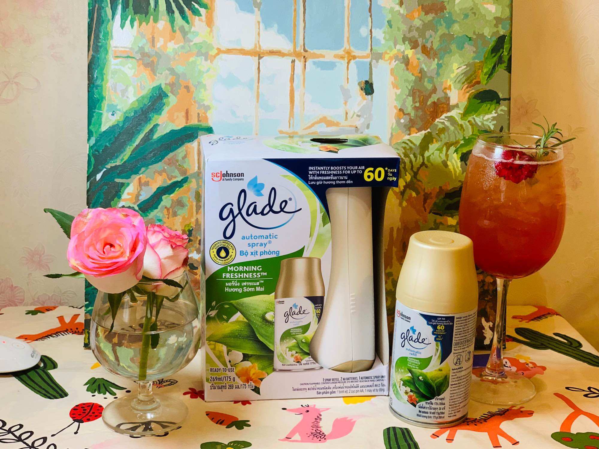Combo Máy xịt thơm phòng tự động Glade hương sớm mai +lõi