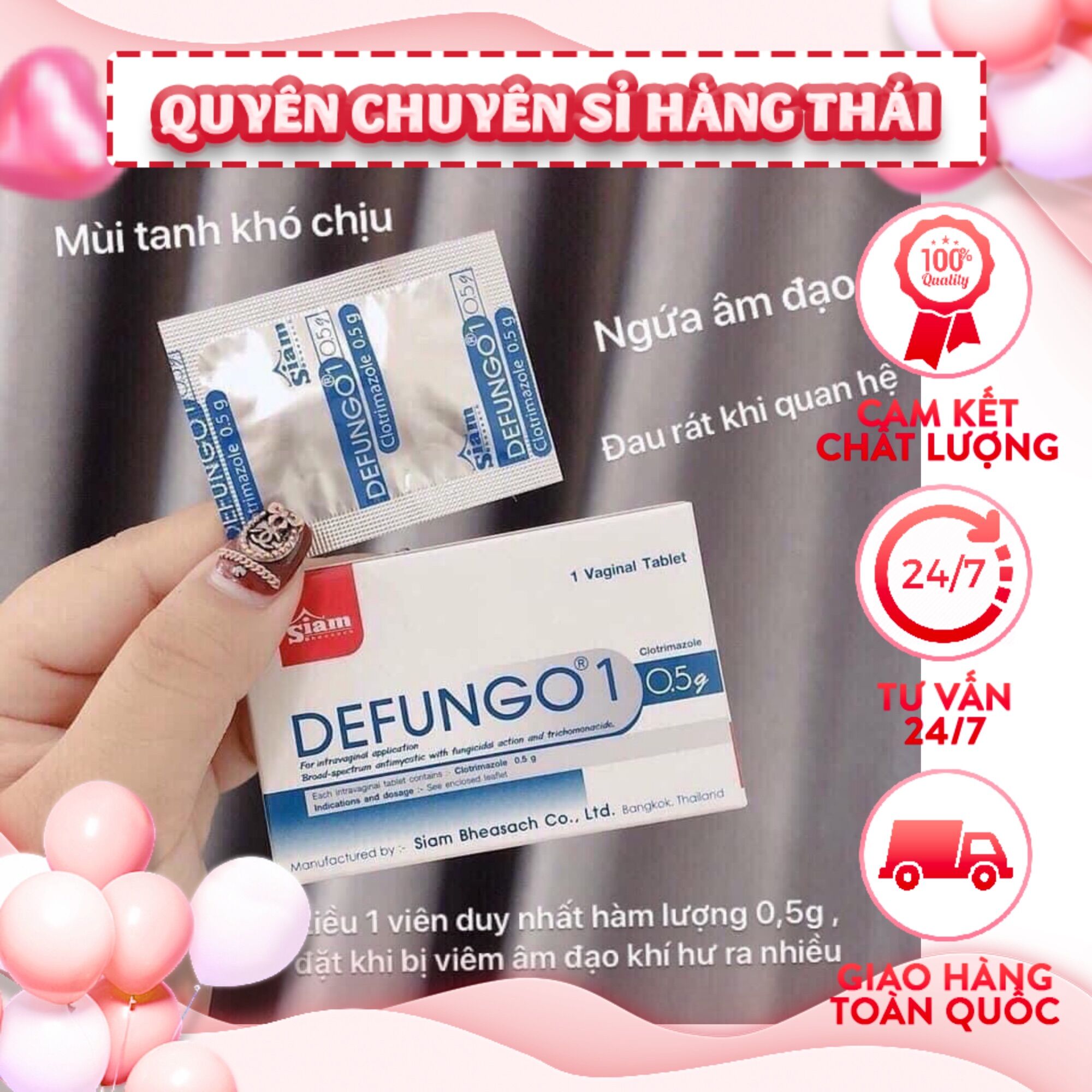 Hộp 1viên đặt phụ khoa defungo thái lan
