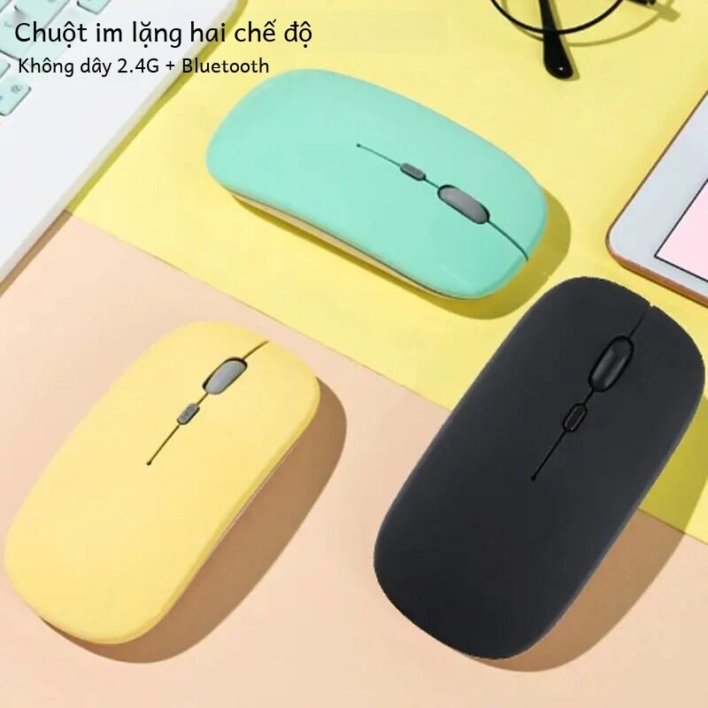 Màu Kẹo Chuột Bluetooth Không Dây Im Lặng 2.4G 1200dpi Sạc USB Chế Độ Kép Cho PC Laptop Notebook - Chuột Chơi Game Di Động