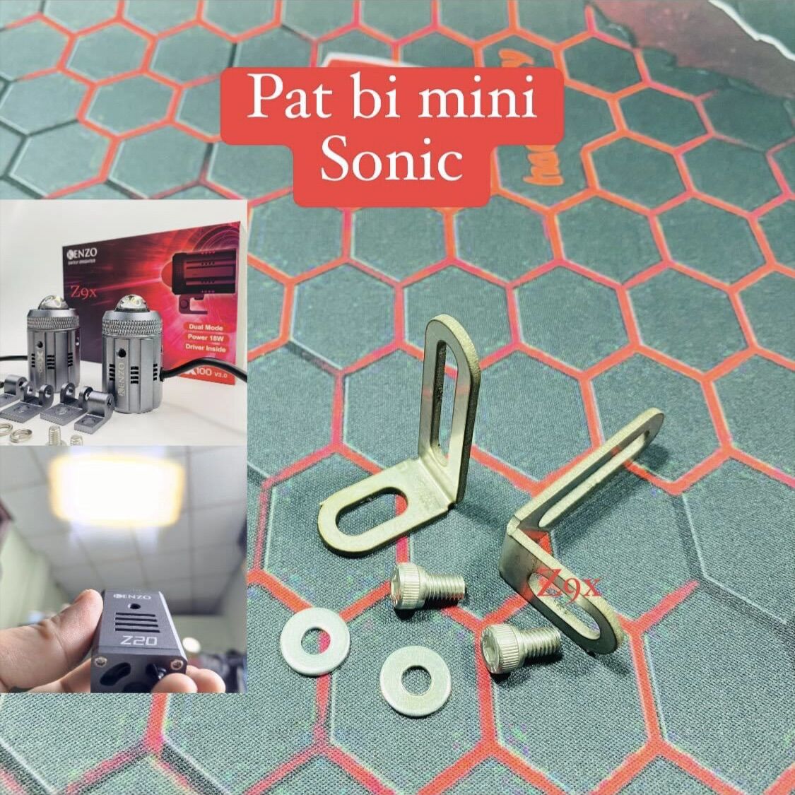 Pat inox gắn đèn bi cầu mini cho Sonic