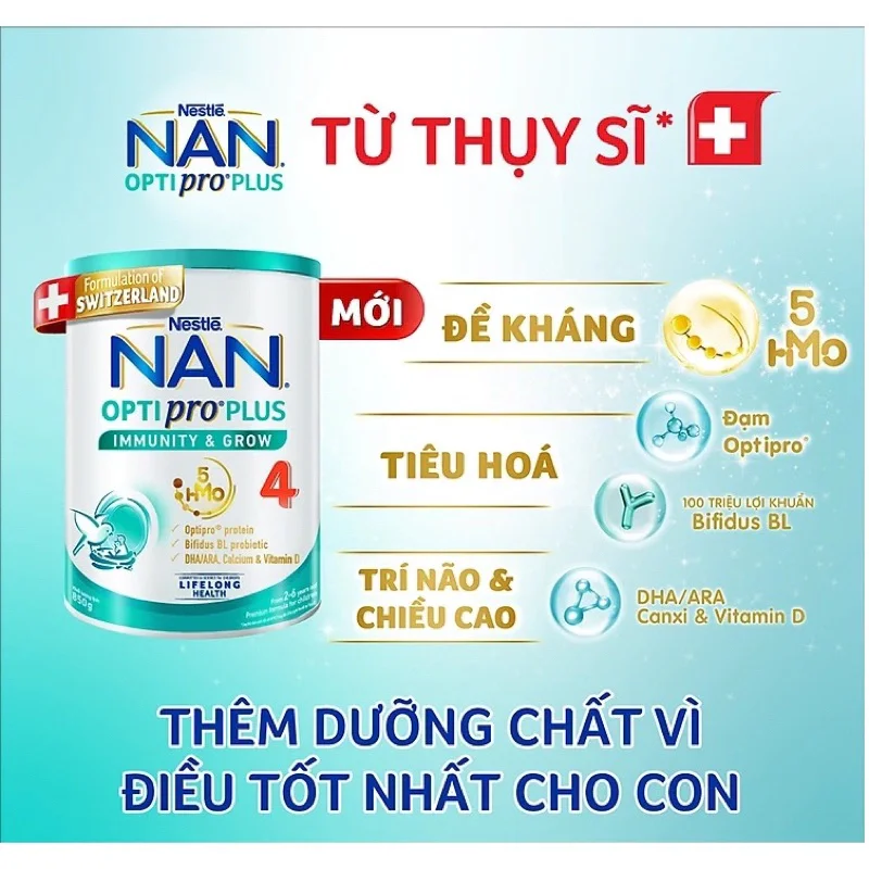 Sữa bột nestle nan 4 mẫu mới 5hmo