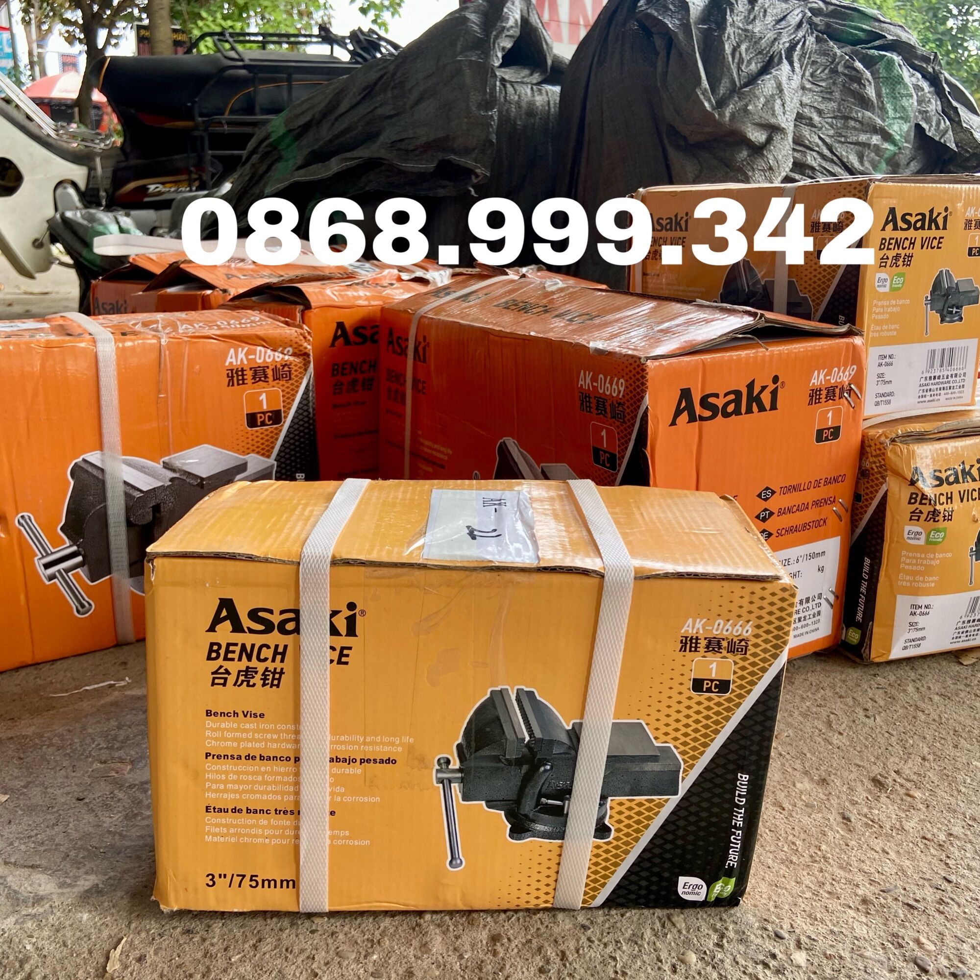 Ê tô bàn nguội xoay 360° asaki ak-0666 3'' - khả năng kẹp 10cm ak-666