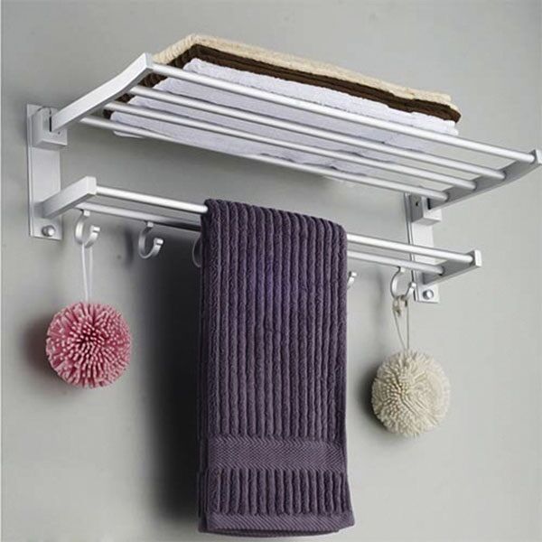 Kệ giá treo khăn 2 tầng cao cấp có móc treo hợp kim nhôm
