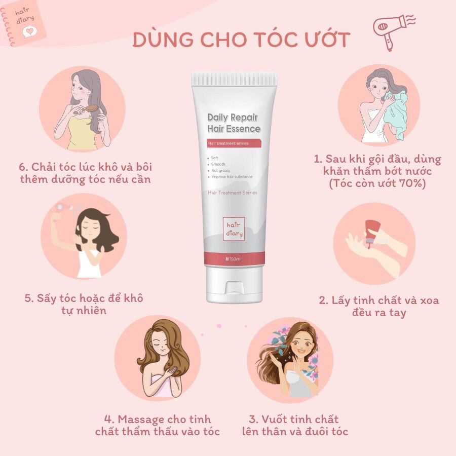Dưỡng tóc Hair Diary dành cho tóc tẩy nhuộm