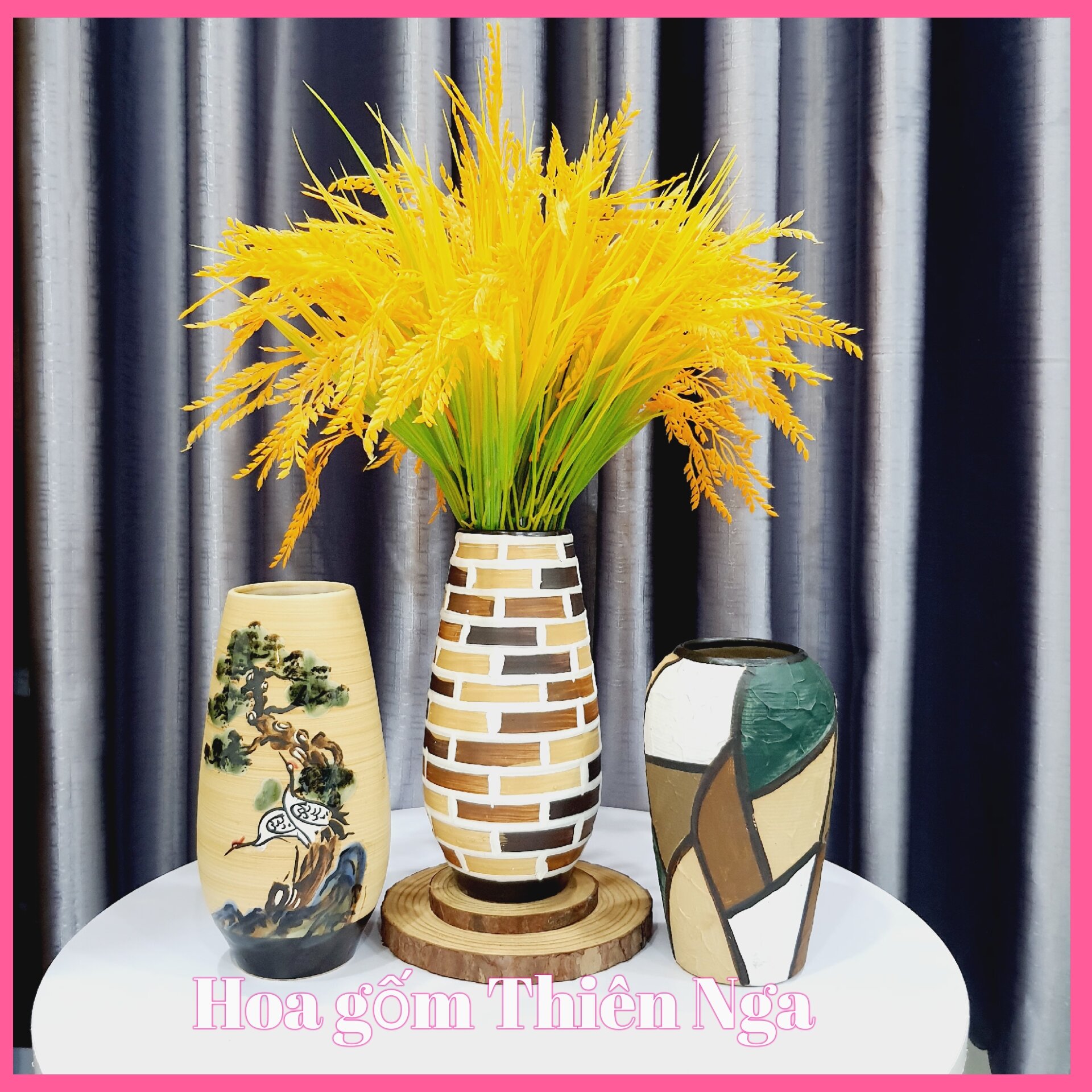 Bình, lọ cắm hoa gốm sứ Bát Tràng cao 20cm