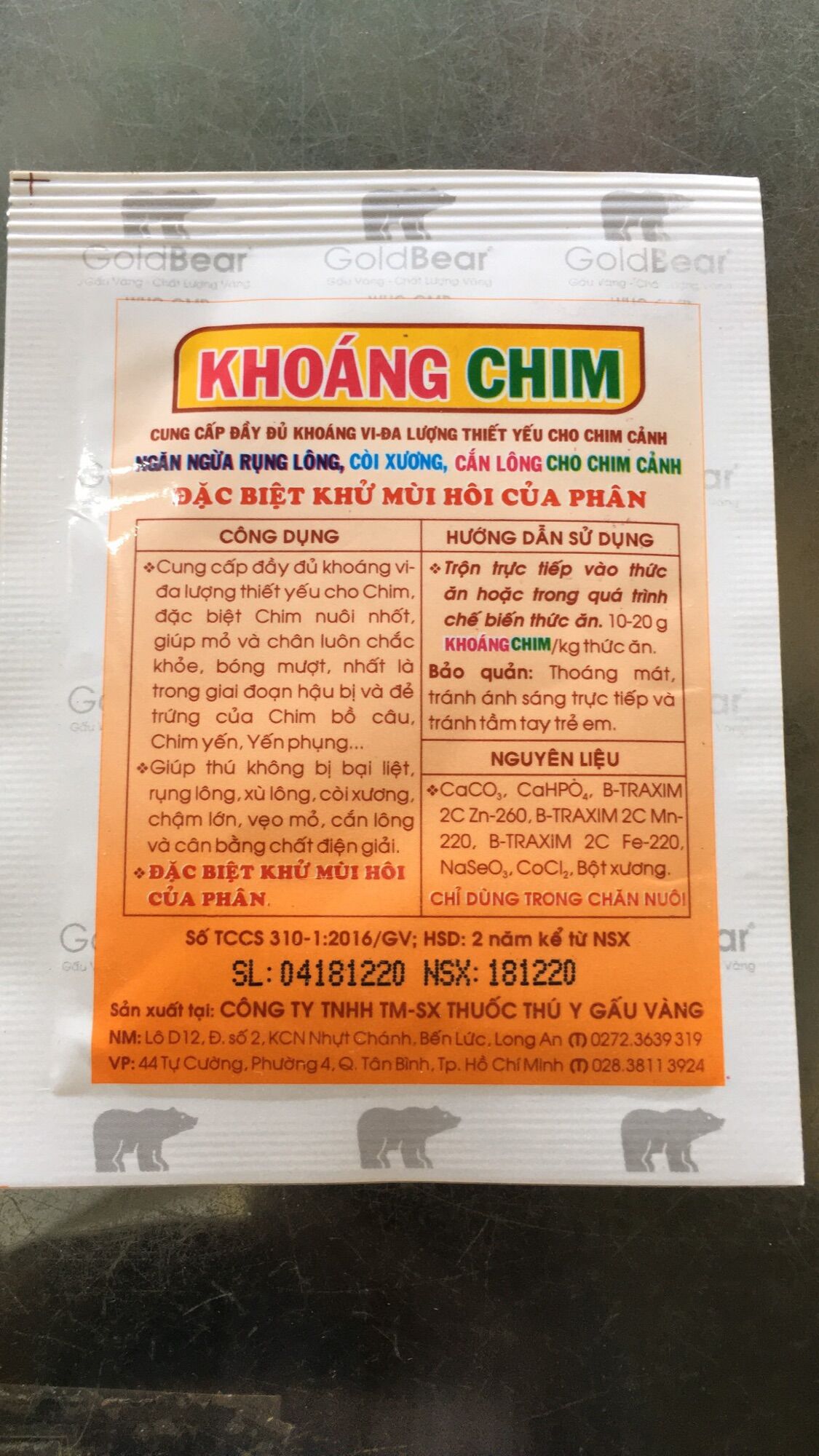 Khoáng chim 10gram bổ sung khoáng chất cho chim