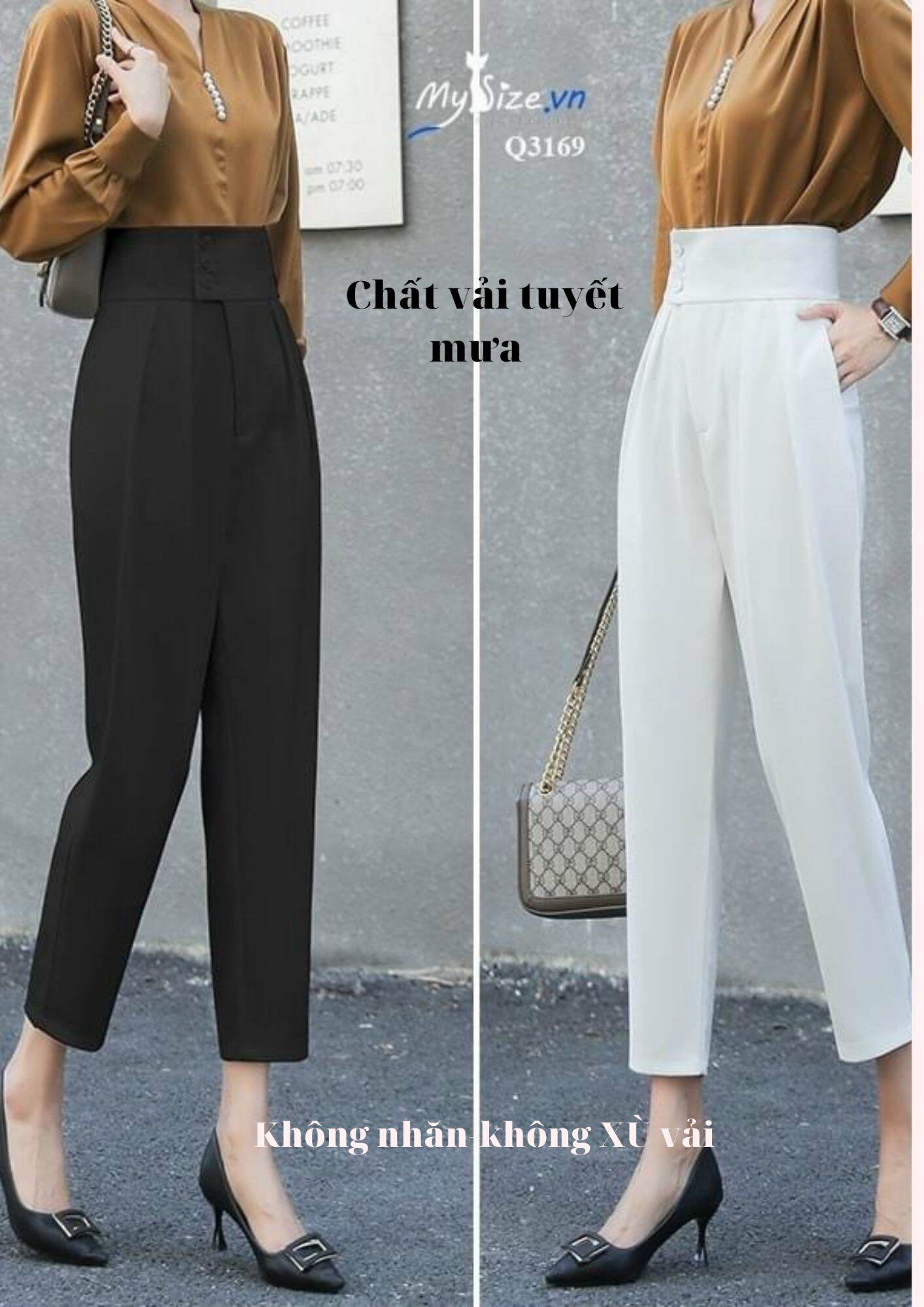 Quần âu nữ .quần công sở nữ lưng cạp cao dáng baggy  cạp bản to 3 cúc giúp EO THON GỌN HƠN PHÙ HỢP DÀNH CHO CÁC CHỊ BỊ BÉO BỤNG -MÔNG  BỊ CHẢY  QUẦN SẼ GIÚP NÂNG MÔNG HIỆU QUẢ(KÈM ẢNH CHỤP CẬN CHẤT VẢI)