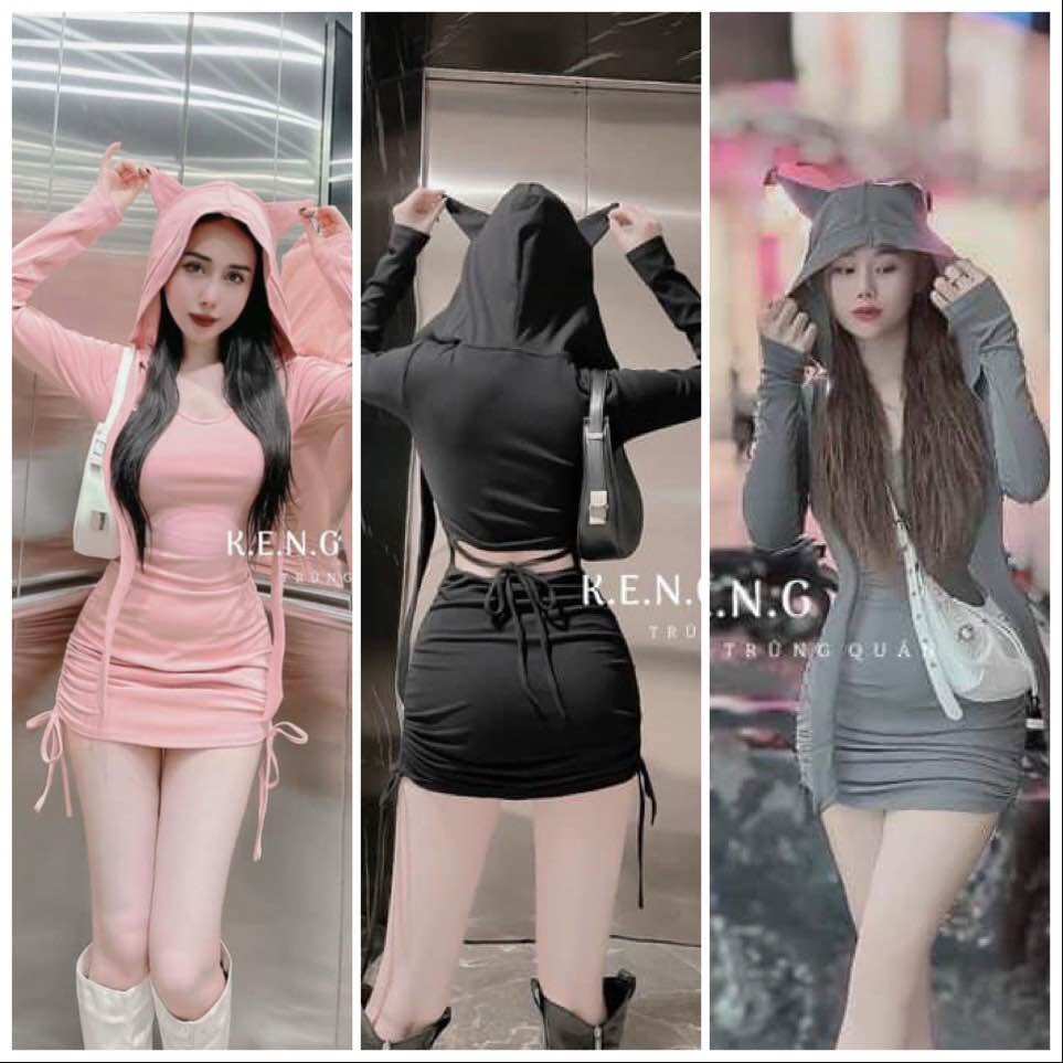 Đầm body có nón